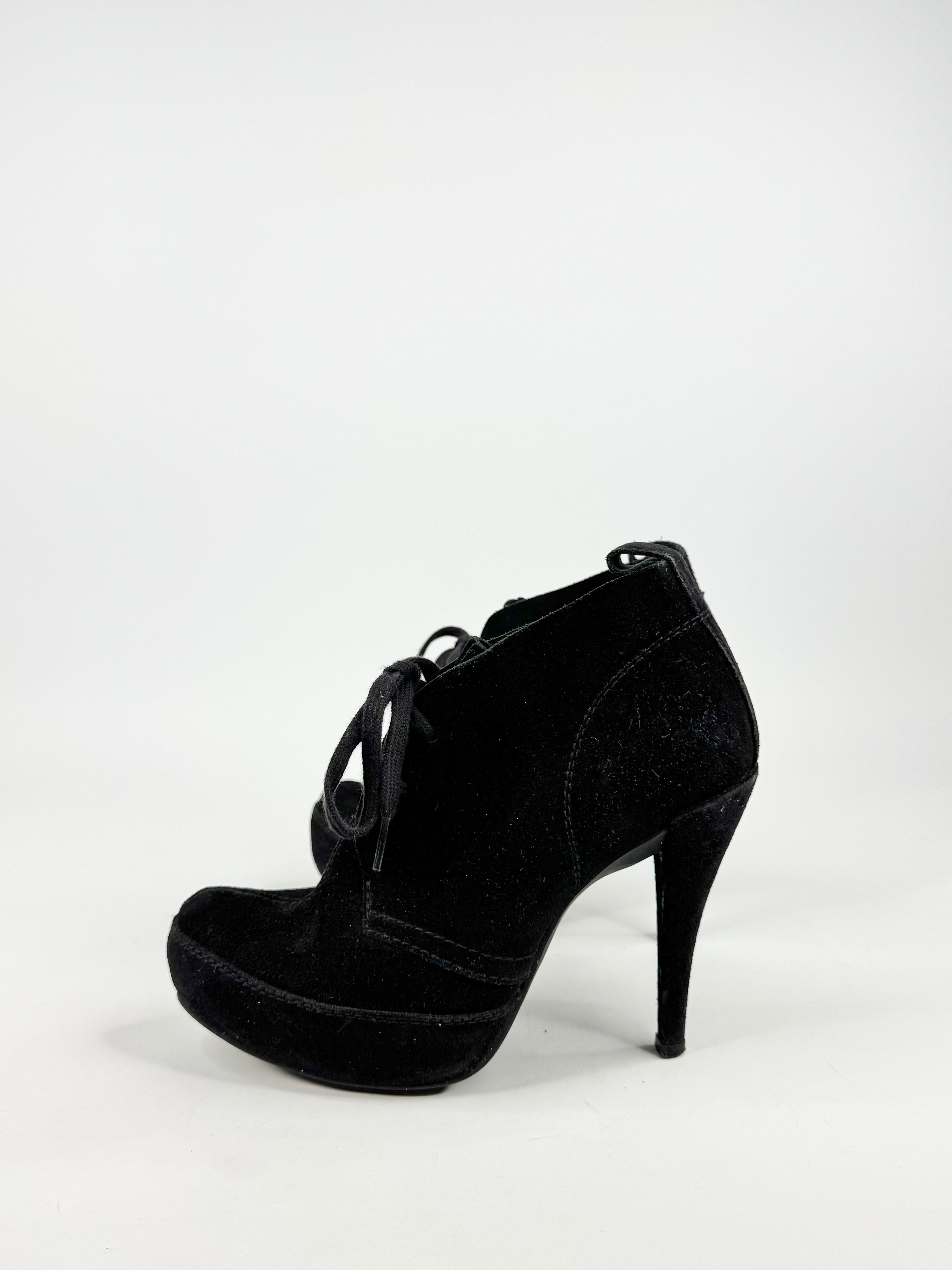 Pedro Garcia Black Suede Stiletto Ankle Boots - EU39.5