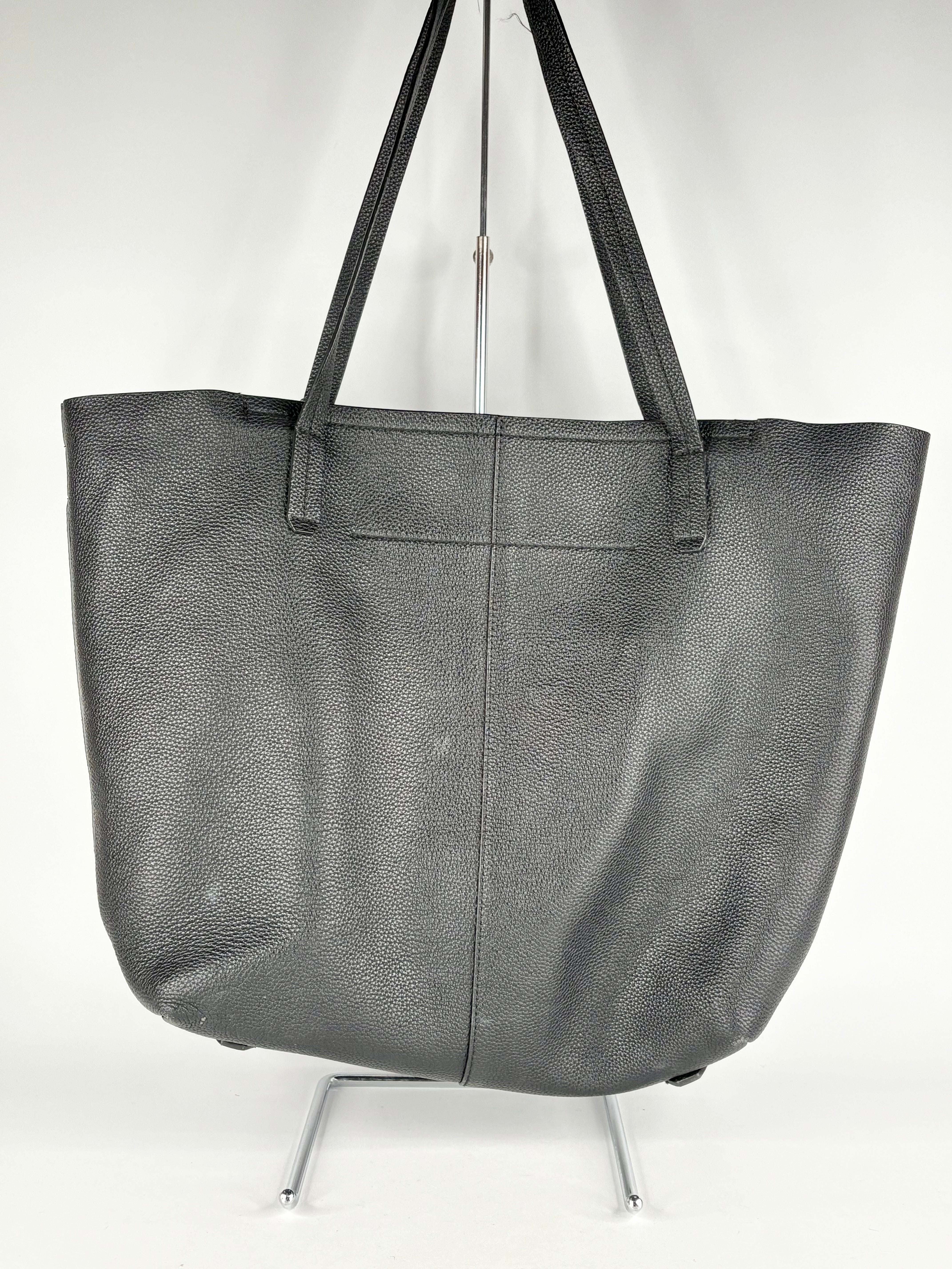 Oroton Grained Black Leather Tote Bag