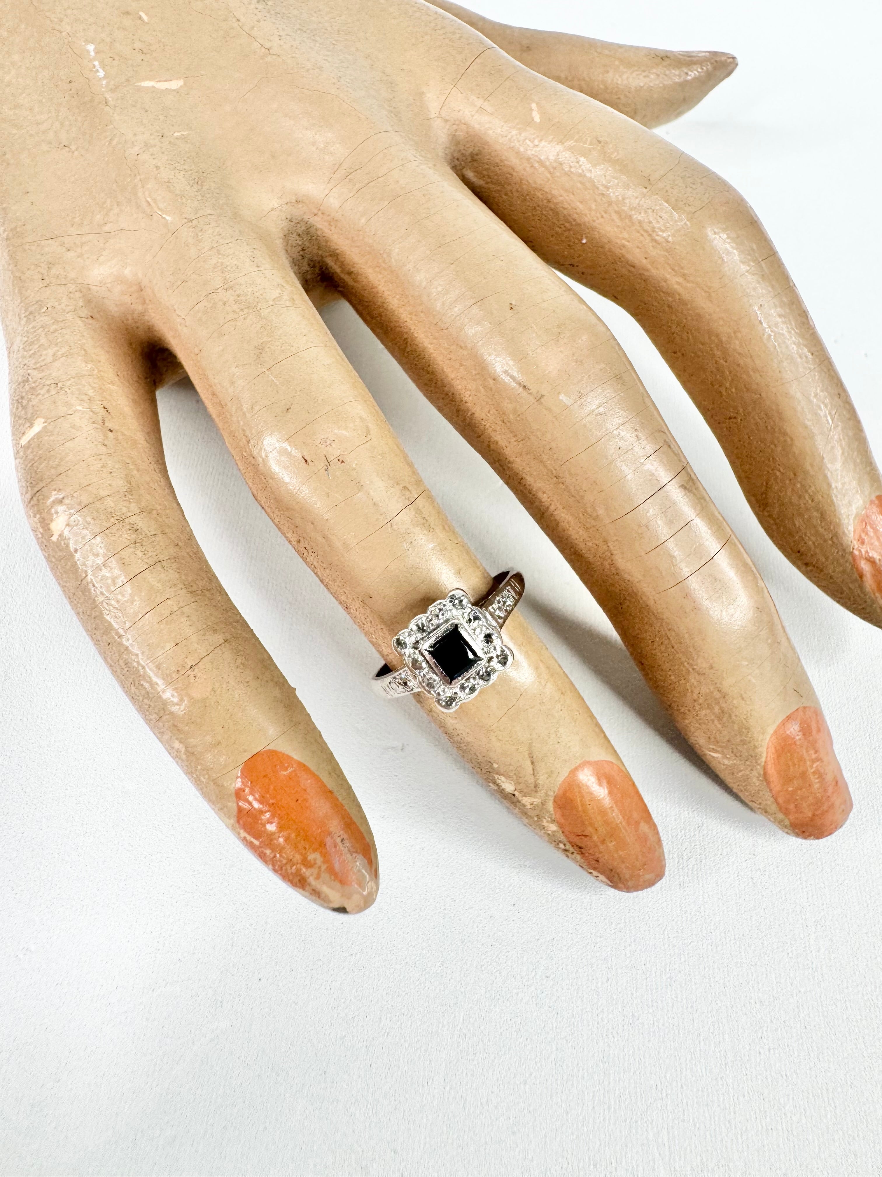 Mid Century 18ct White Gold, Sapphire & Diamond Ring