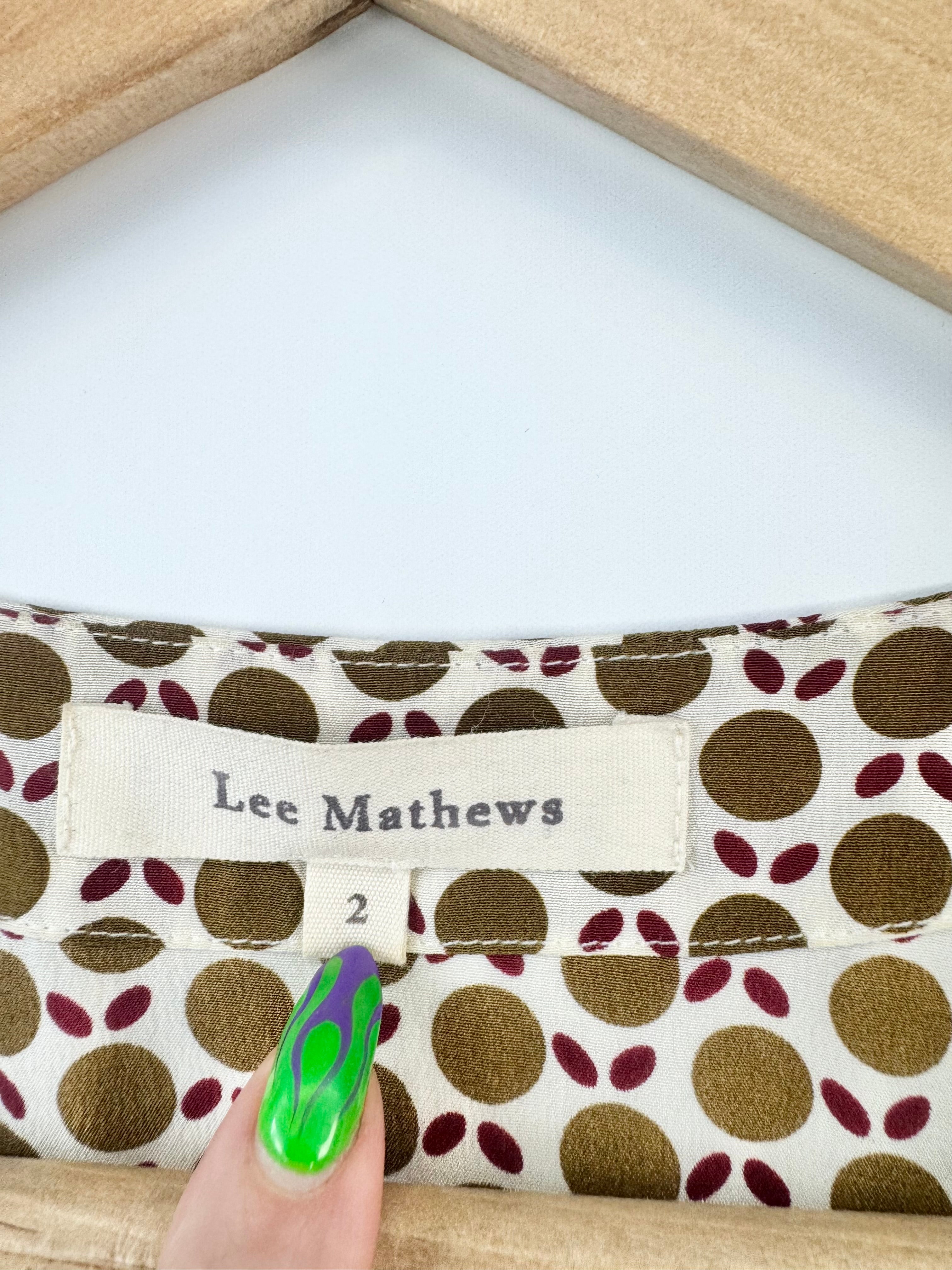 Lee Mathews Green & Red pattern Silk Mini Dress - AU10