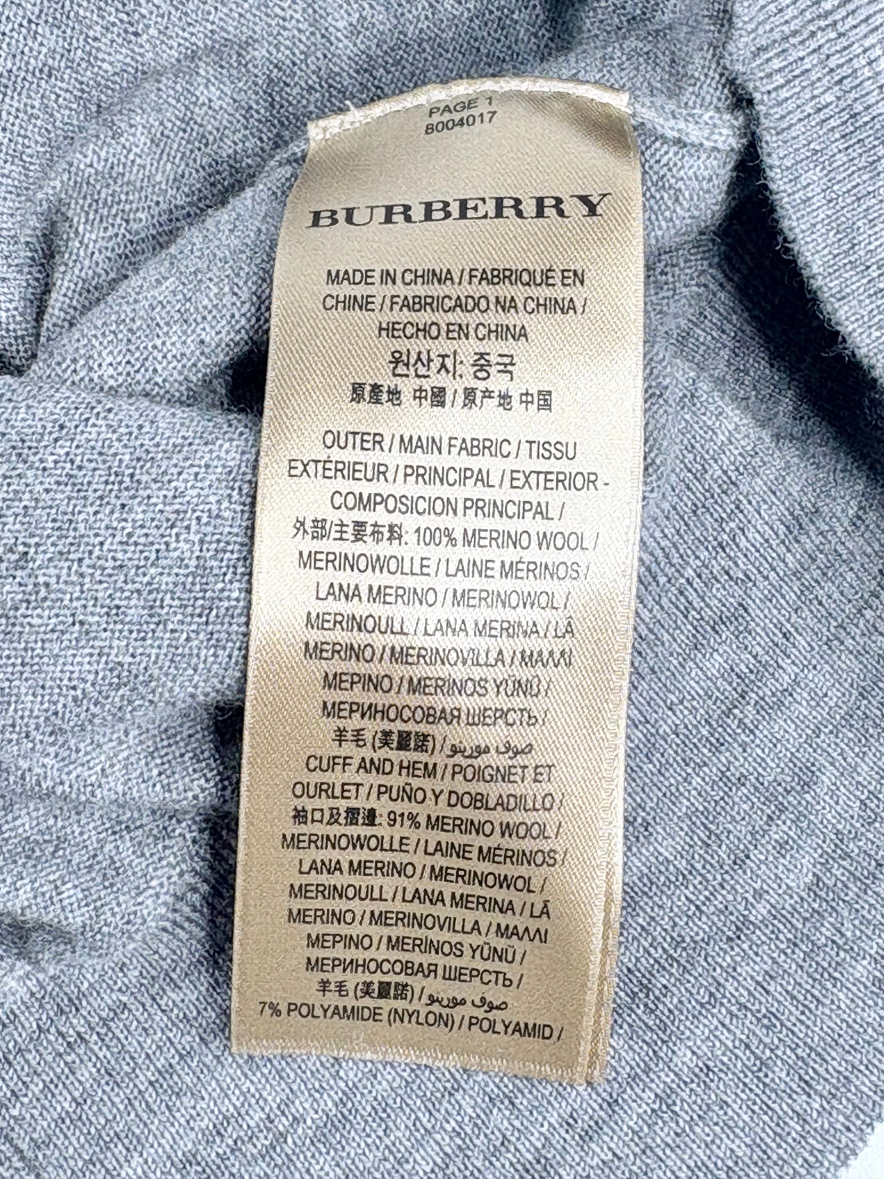 Burberry Vintage-Novacheck Elbow Patch Grey 'Dornoch' Cardigan - AU8/10