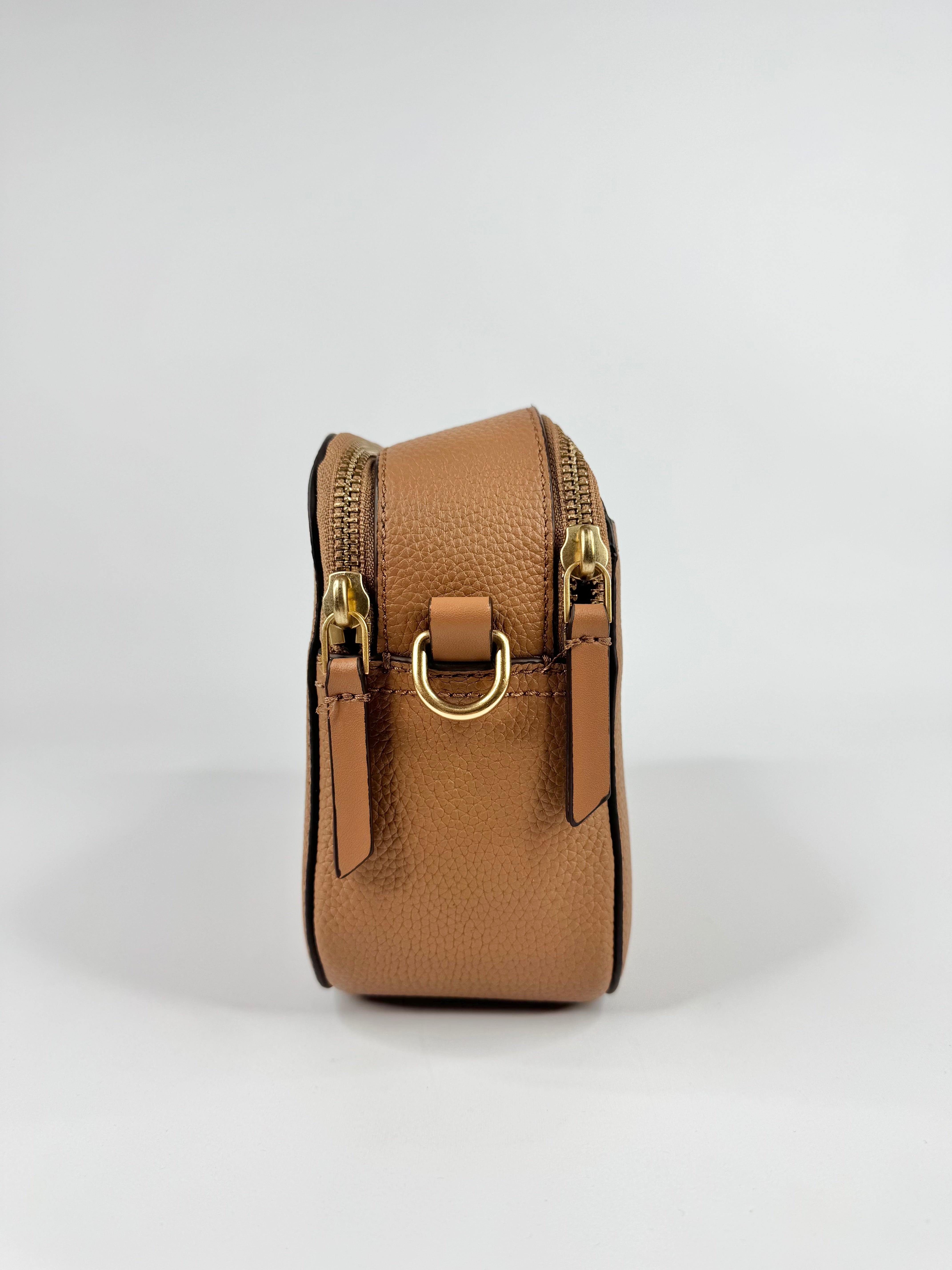 Oroton Tan 'Dylan' Grained Leather Camera Cross Body Bag