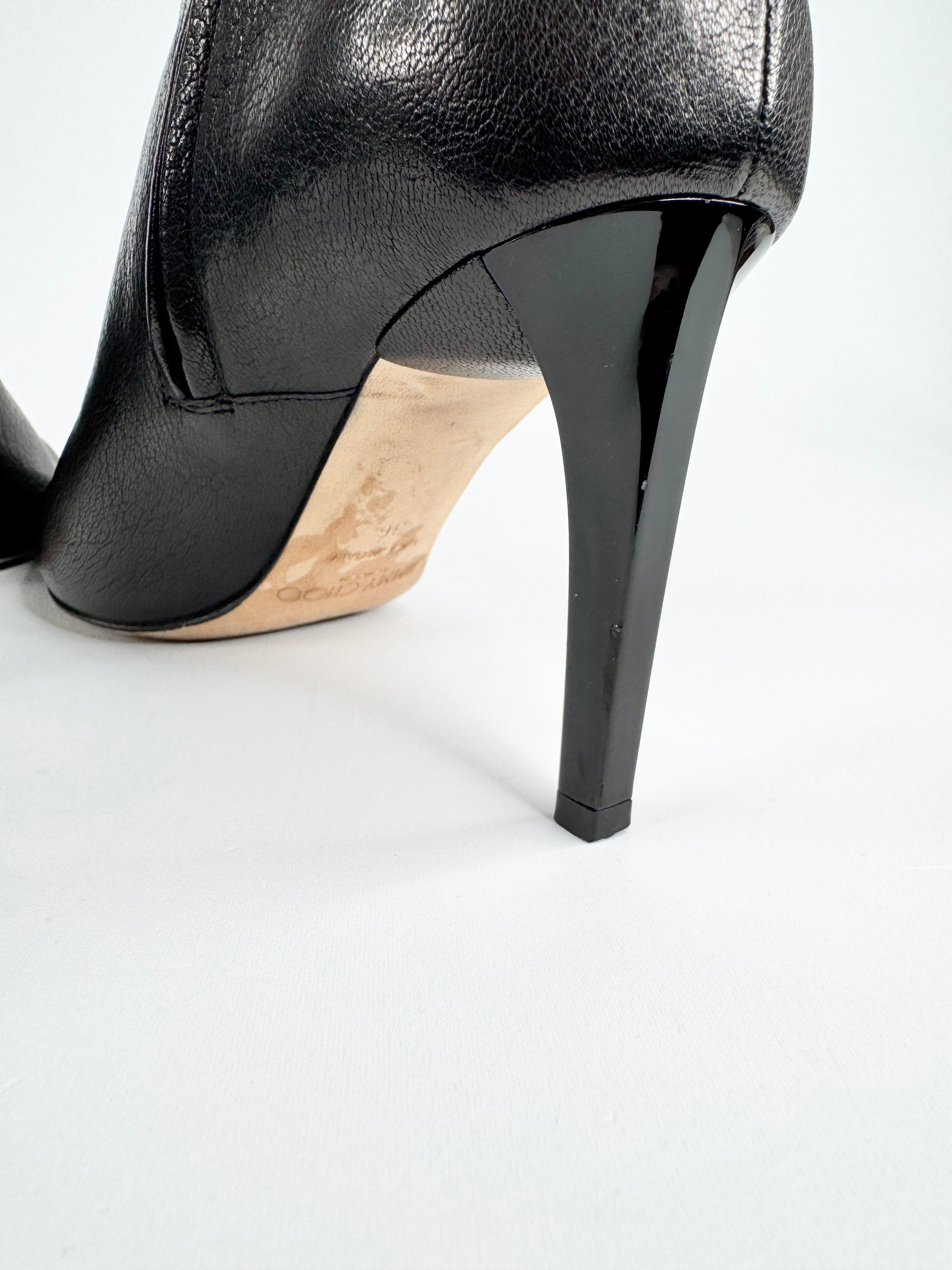 Jimmy Choo Black Grained Leather 'Liesel' Ankle Boots - EU36