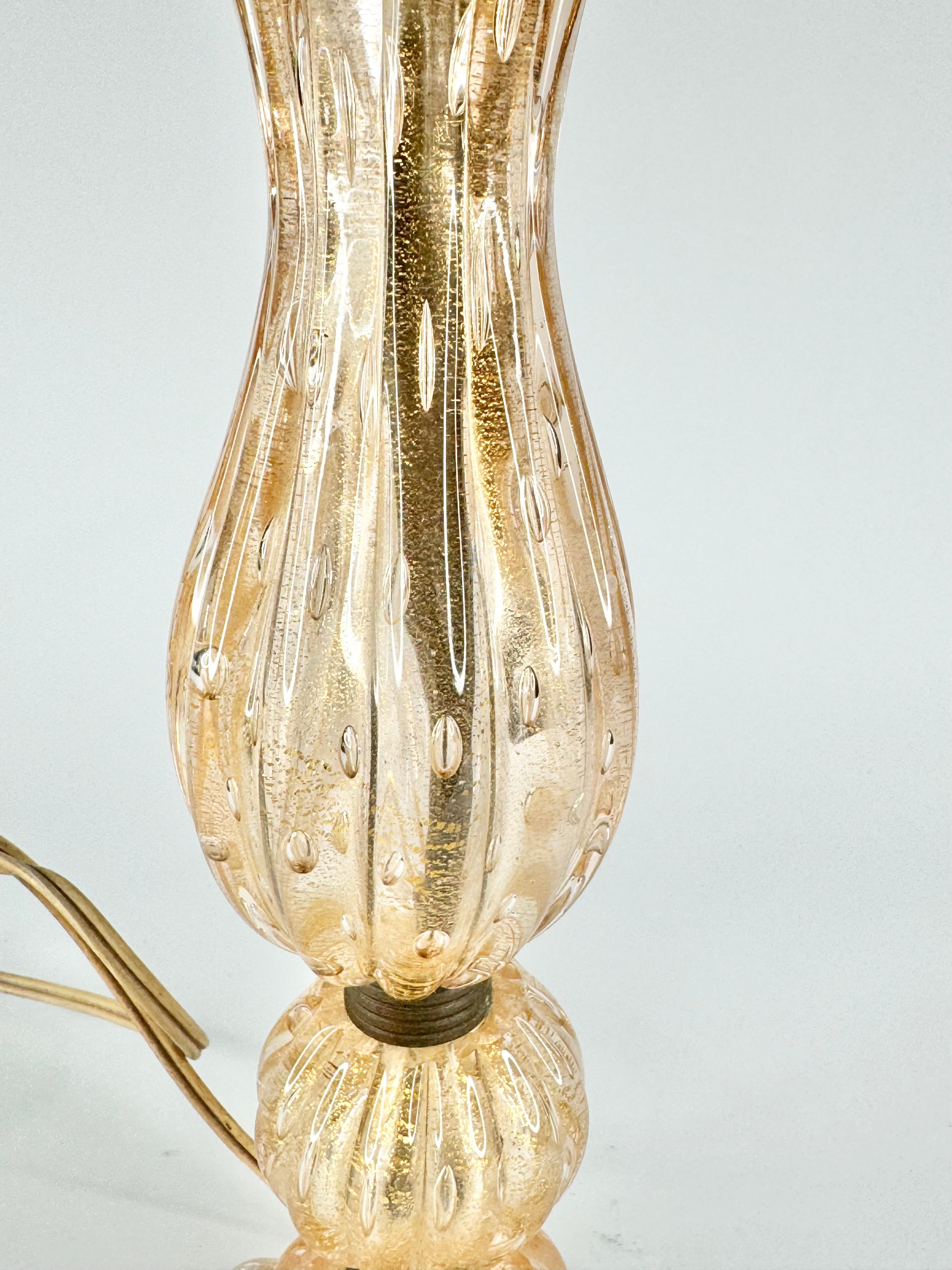 Vintage Murano Gold Speckle Glass Lamp
