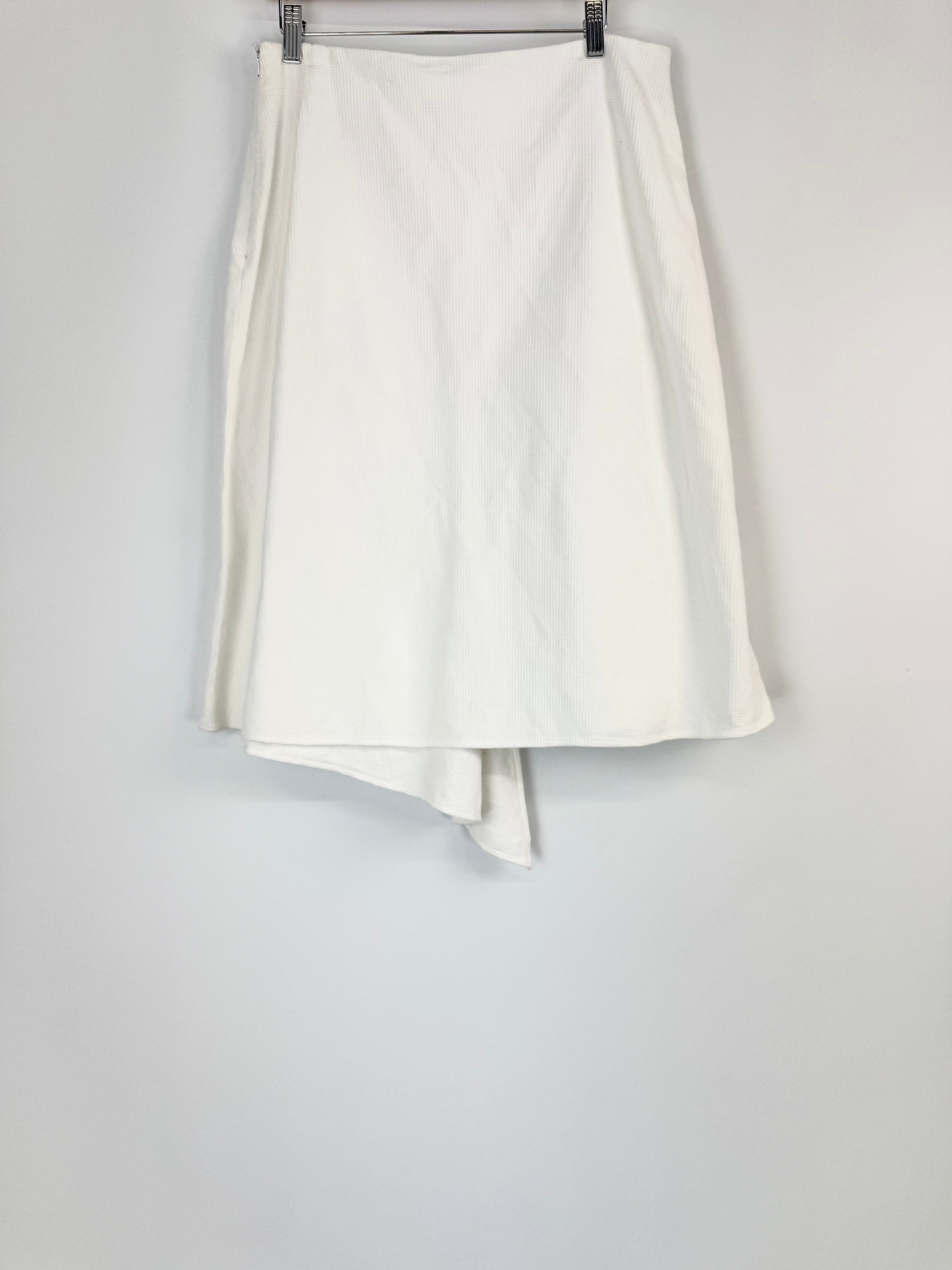Carla Zampatti Cream Cotton Waffle Asymmetric Skirt - AU12