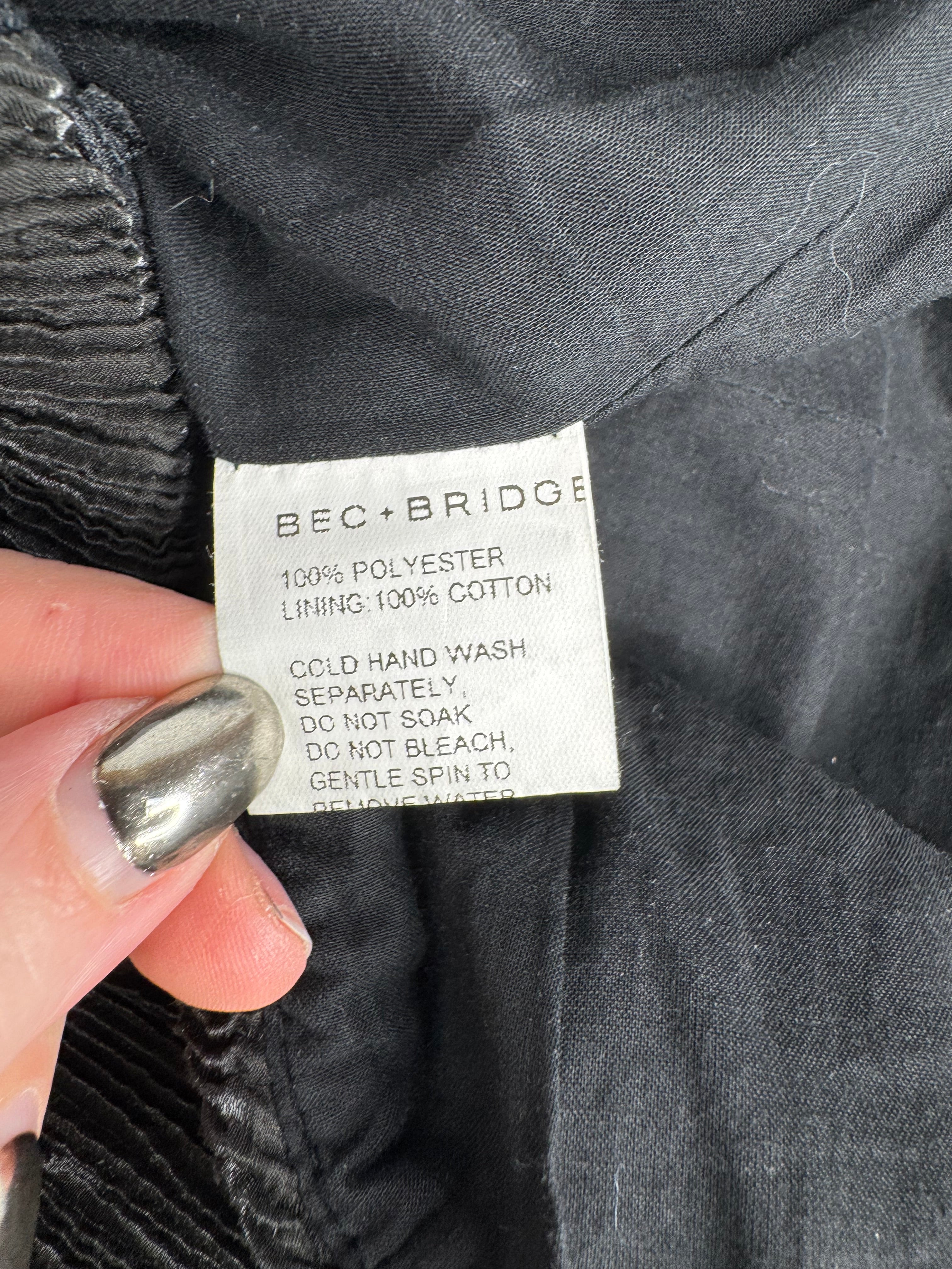 Bec + Bridge Georgette Micropleat Black Strapless Jumpsuit - AU10