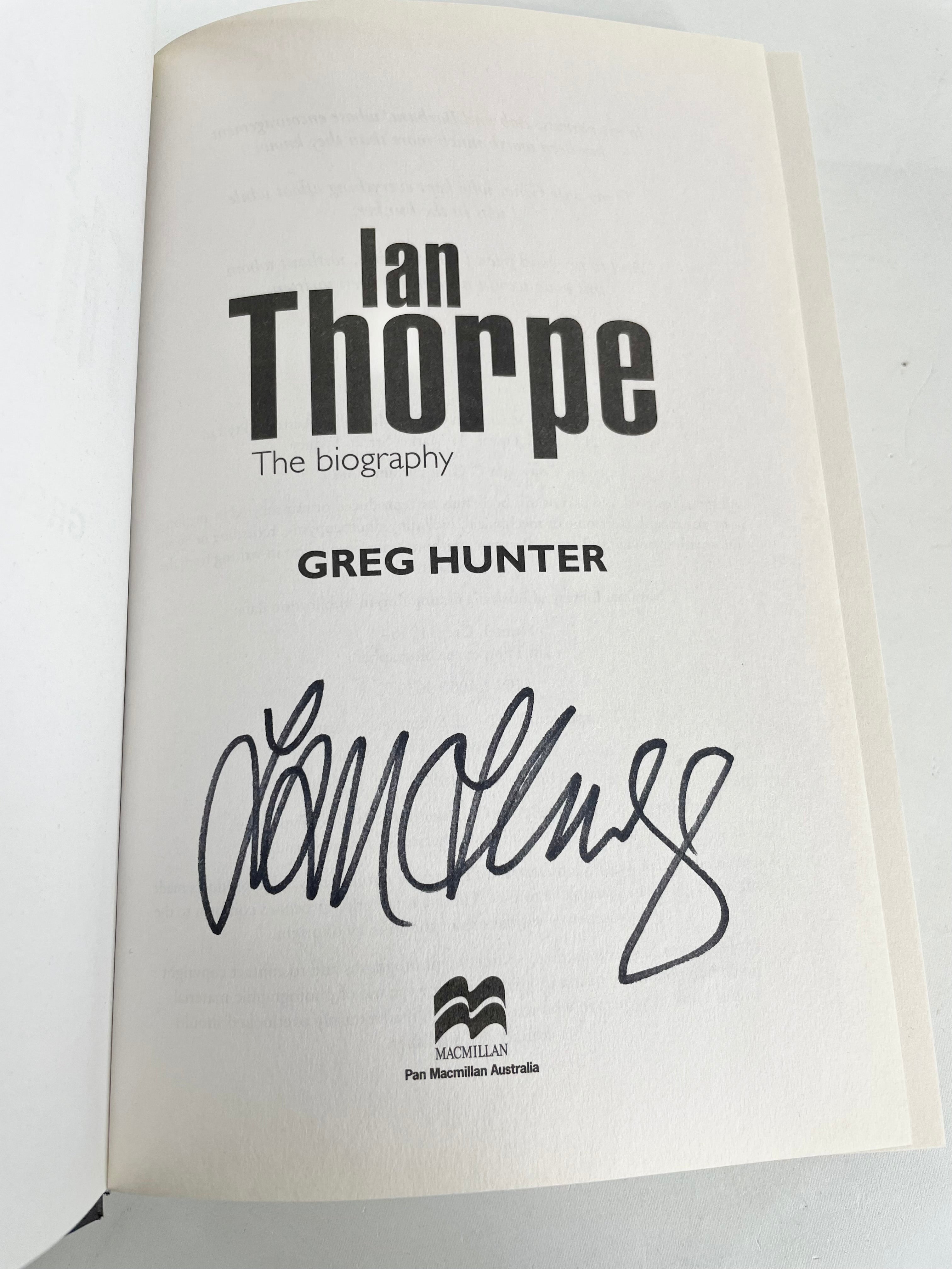 Signed Ian Thorpe (Hardcover) Biography - Greg Hunter