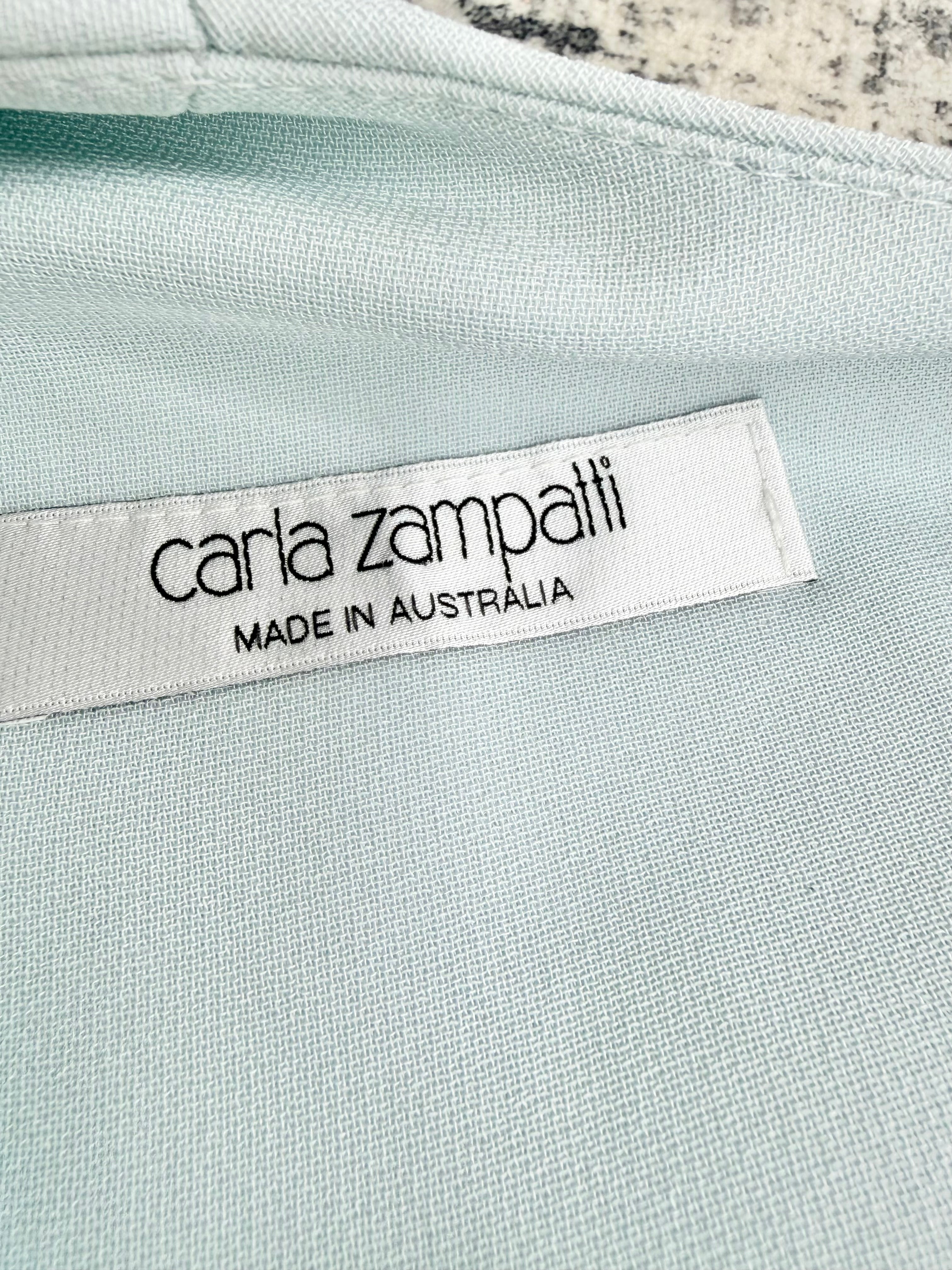 Carla Zampatti Pale Aqua Mesh Column Dress - AU8/10