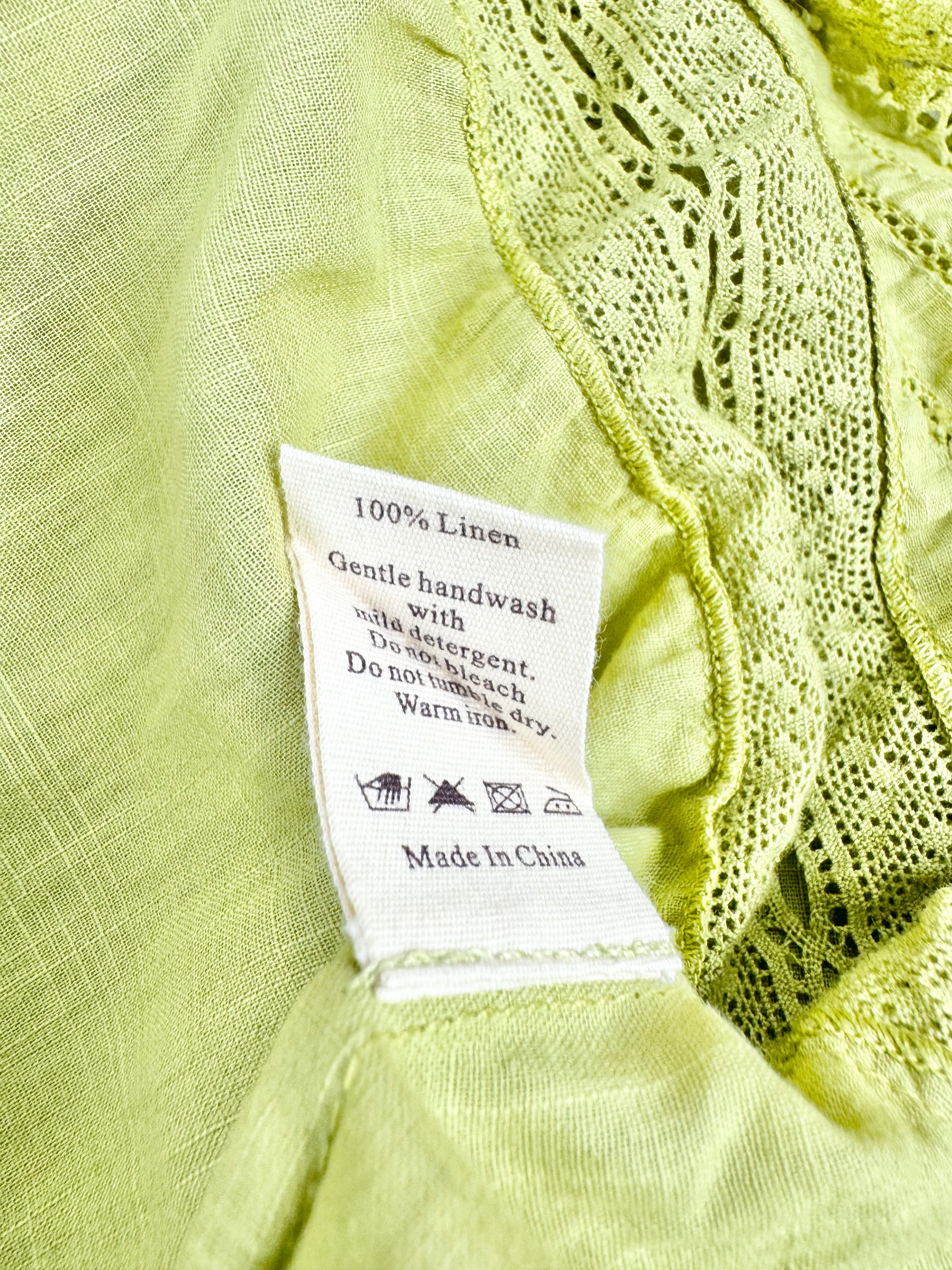 Lee Mathews Apple Green Linen Shift Dress - AU12/14