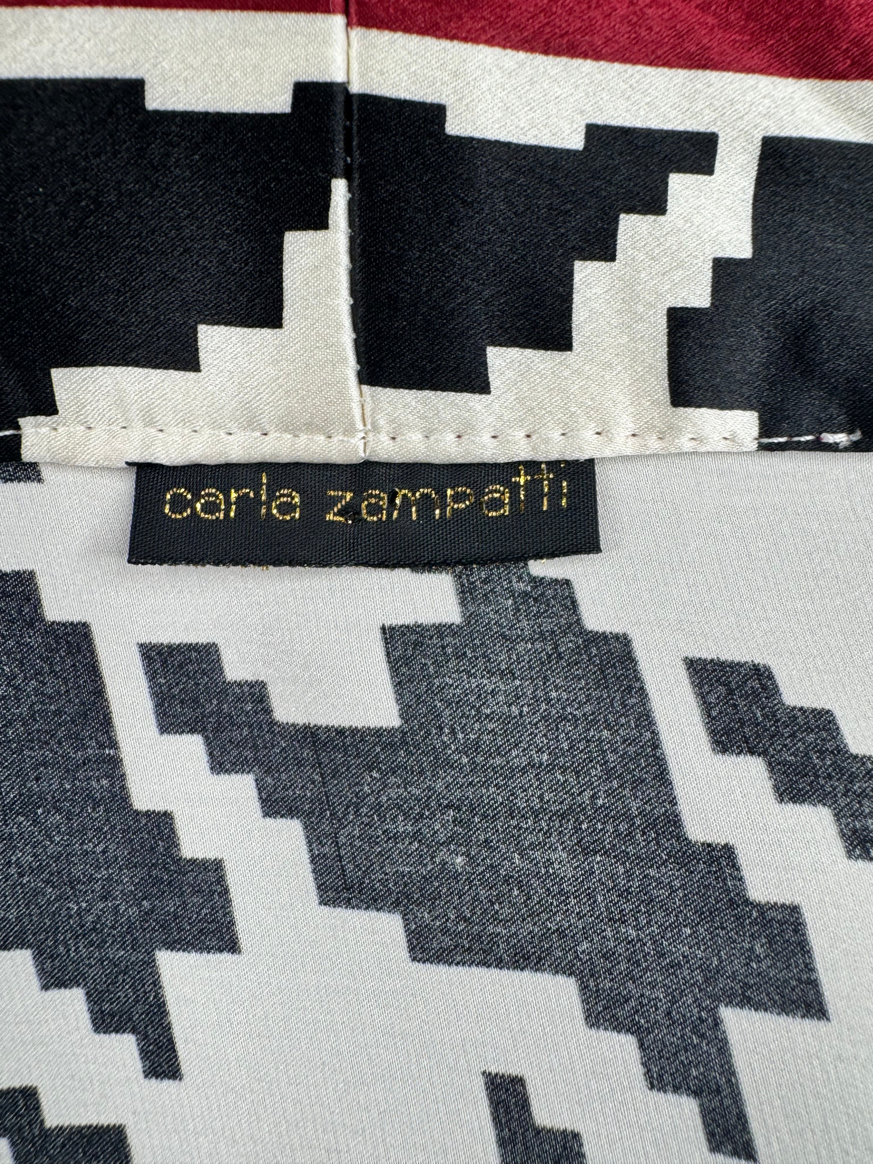 Carla Zampatti XL Houndstooth Patterned Silk Tie Top - AU8/10