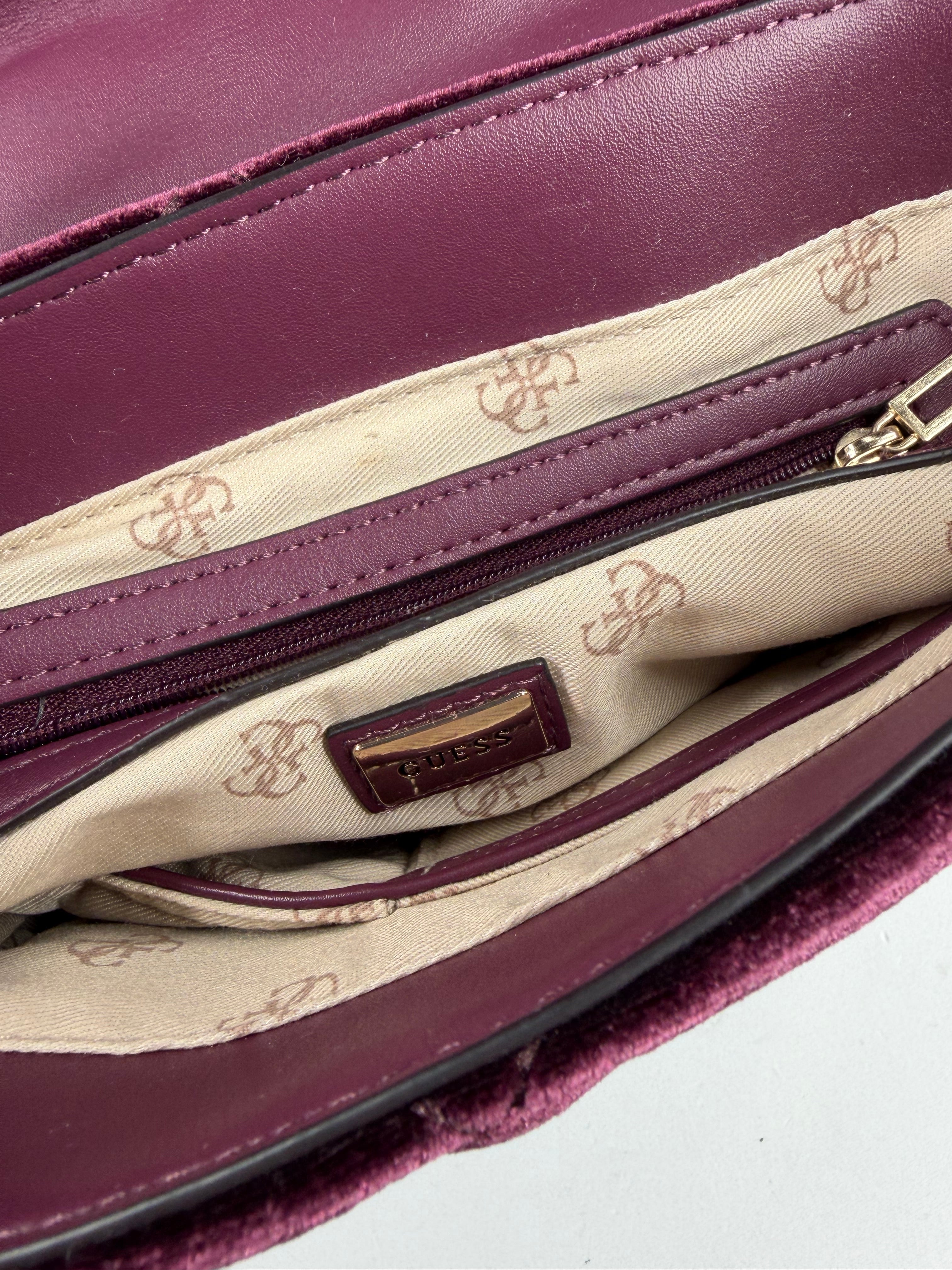 Guess Bordeaux Velvet Quilted Cross Body Bag