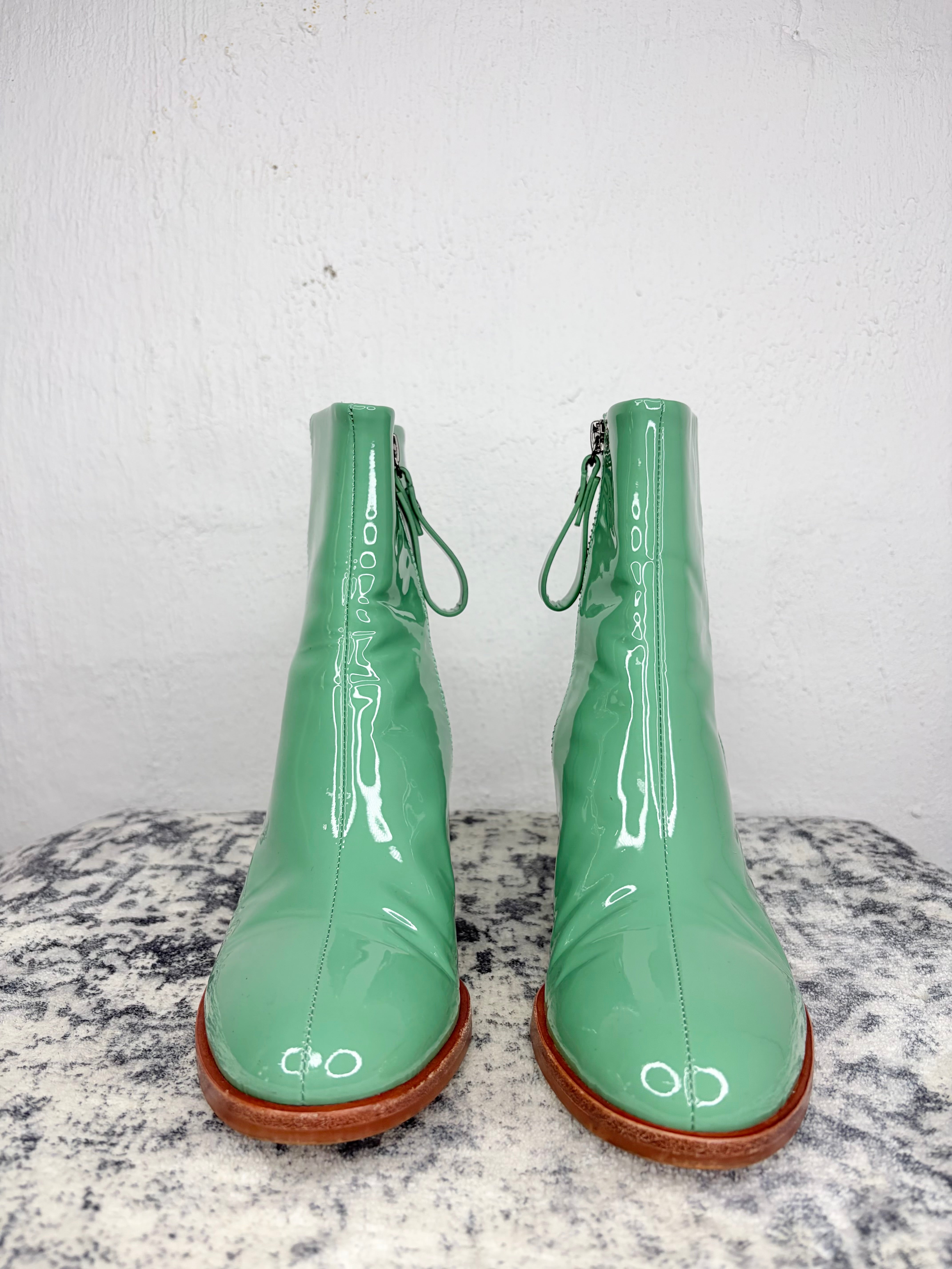Bul Mint Patent Leather Ankle Boots - EU35