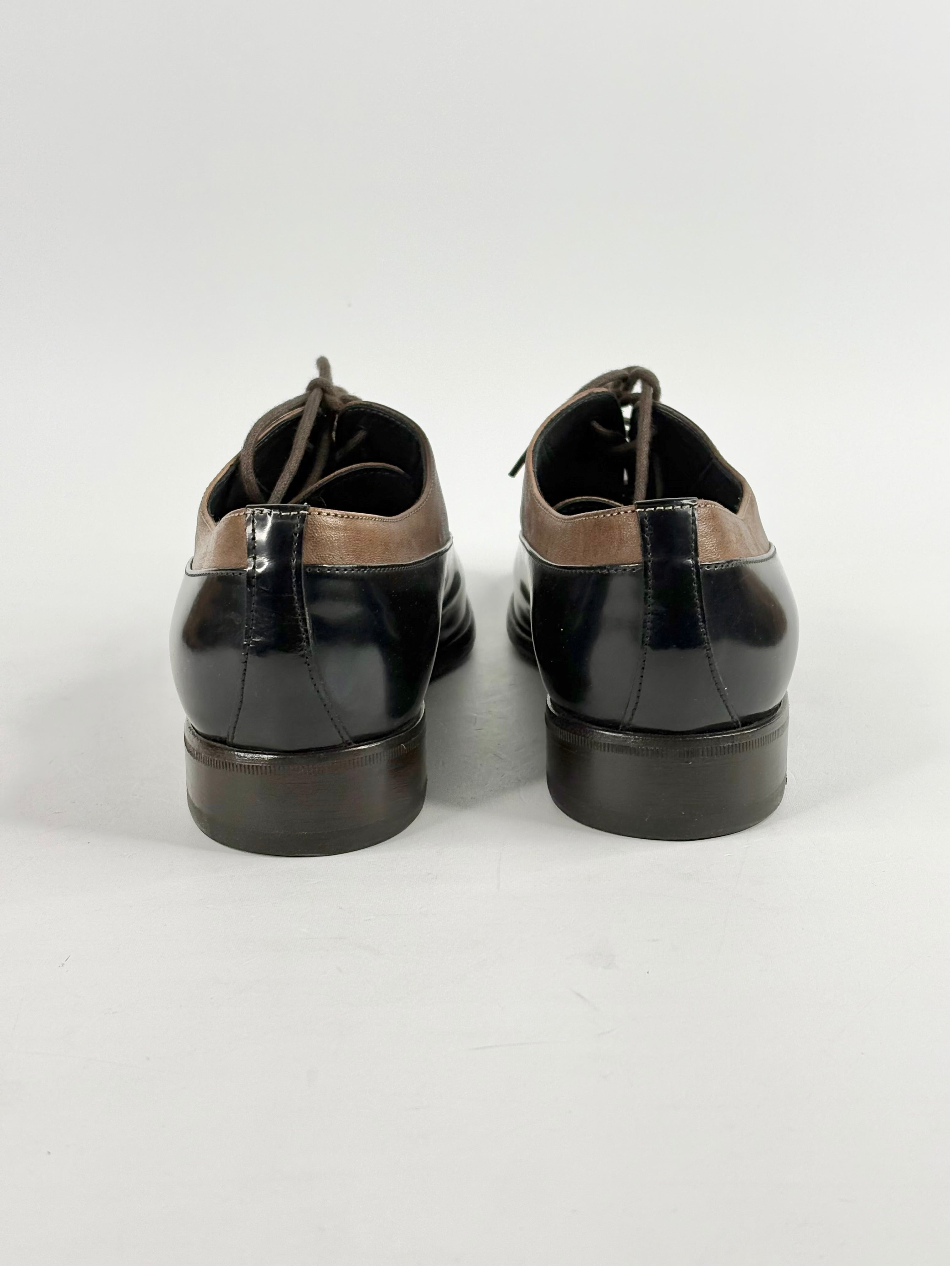 Henderson Baracco Black & Brown Leather Pointed-Toe Lace Ups - EU39