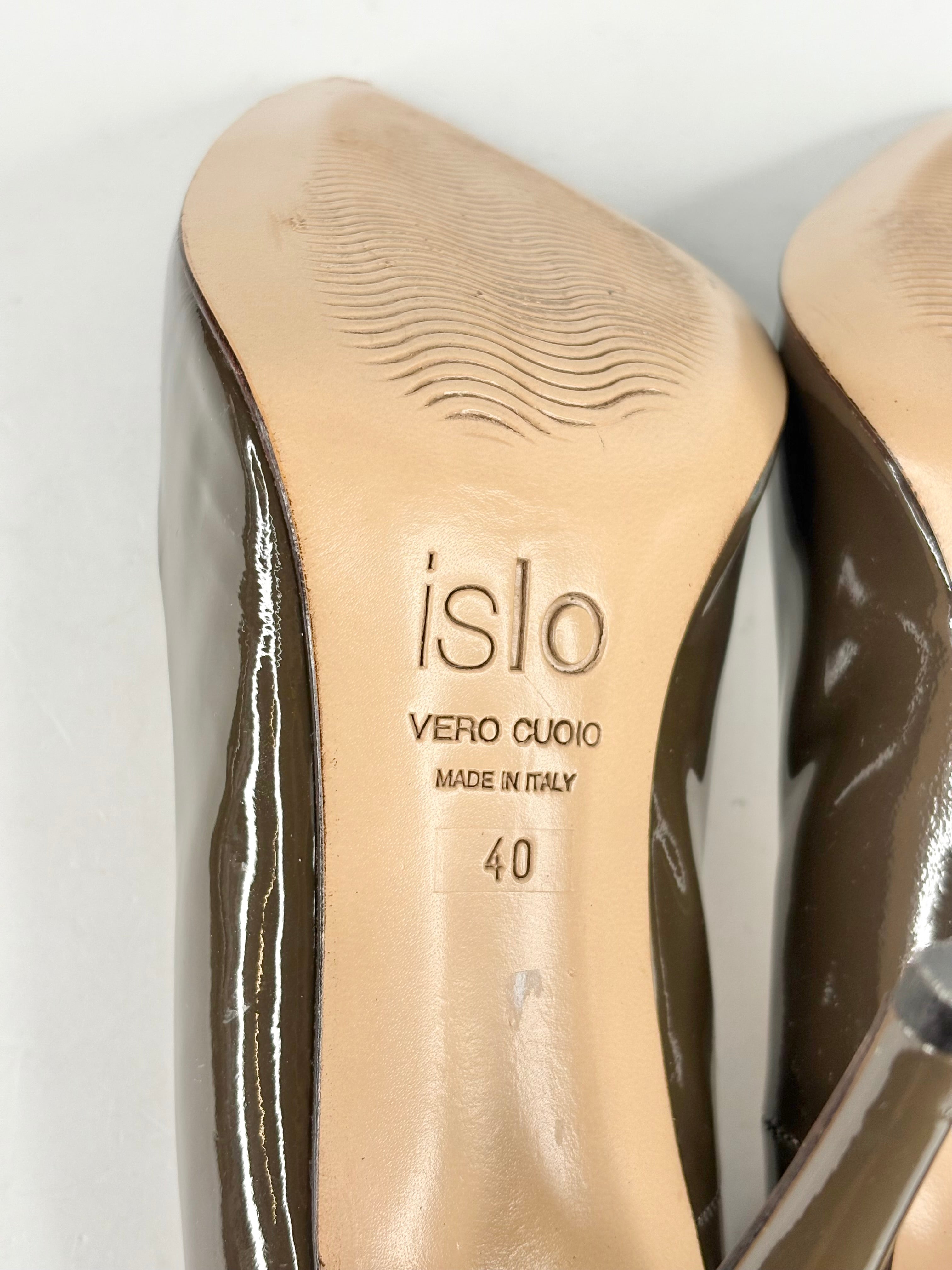 Isabella Lorusso 'Grillo' Taupe Patent Leather Pumps - EU40