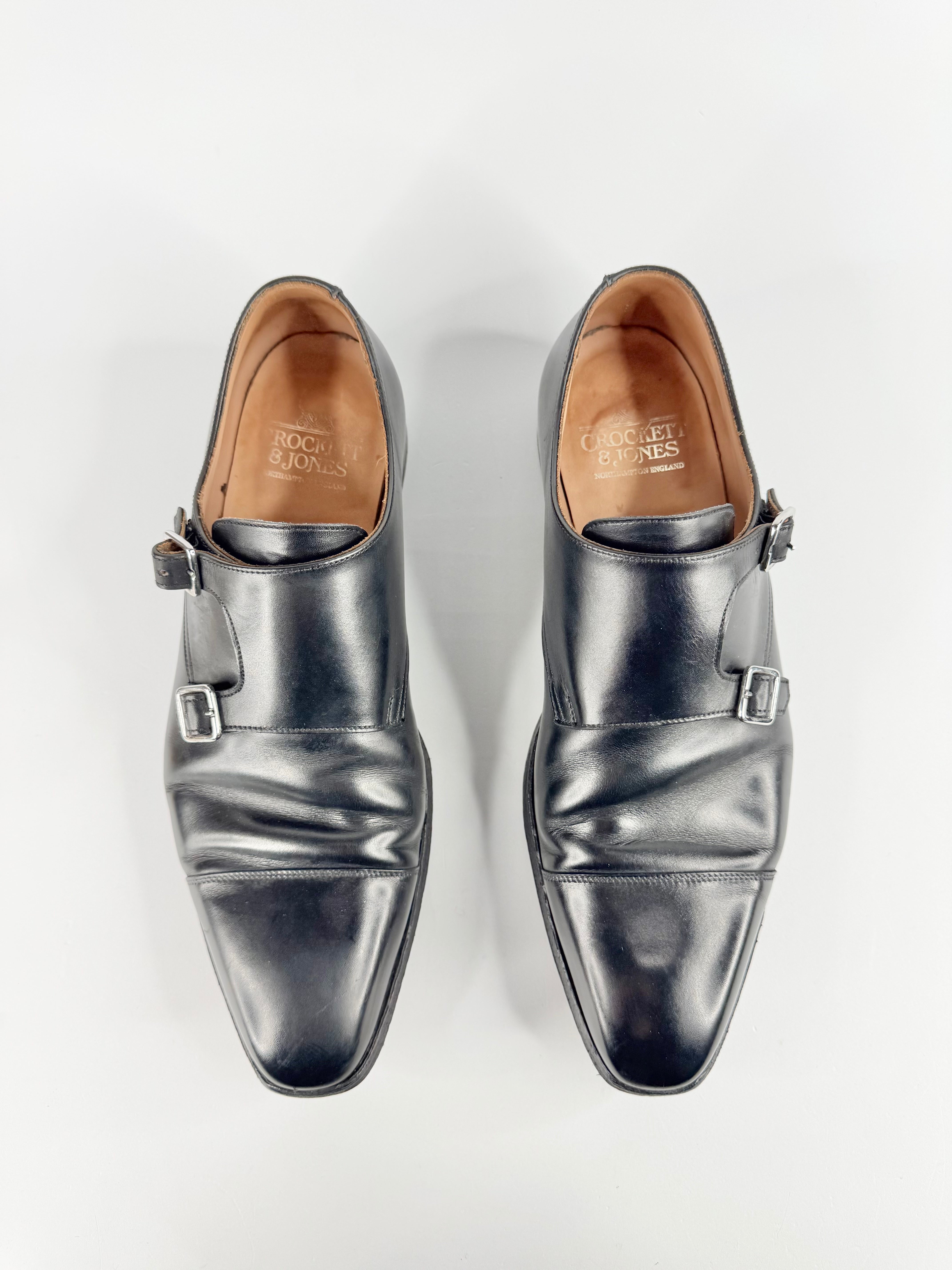 Crockett & Jones Black Monk Strap Leather Dress Shoes - EU45