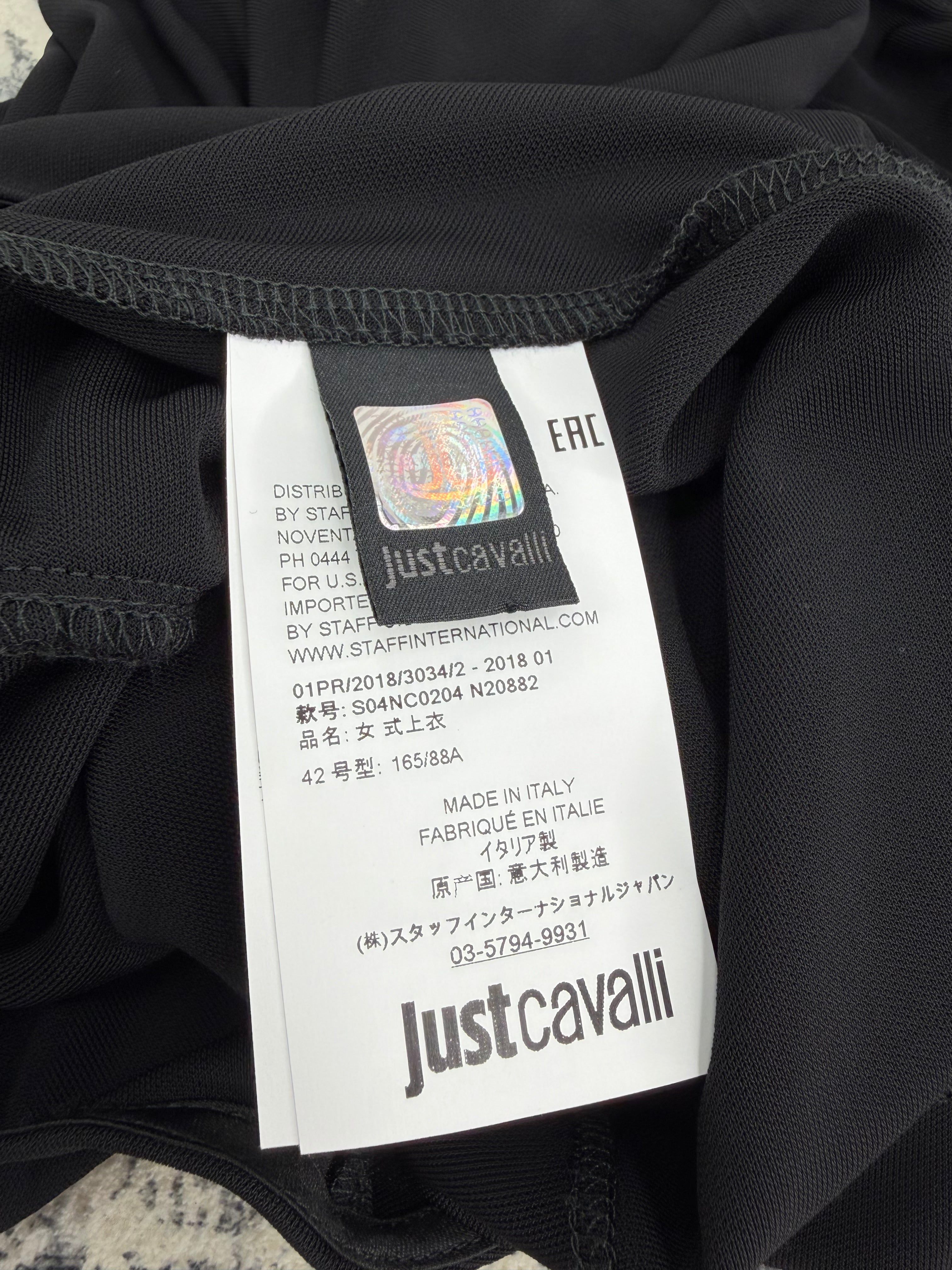 Just Cavalli Black Sleeveless Crystal-Set Bar Detail Blouse - AU12
