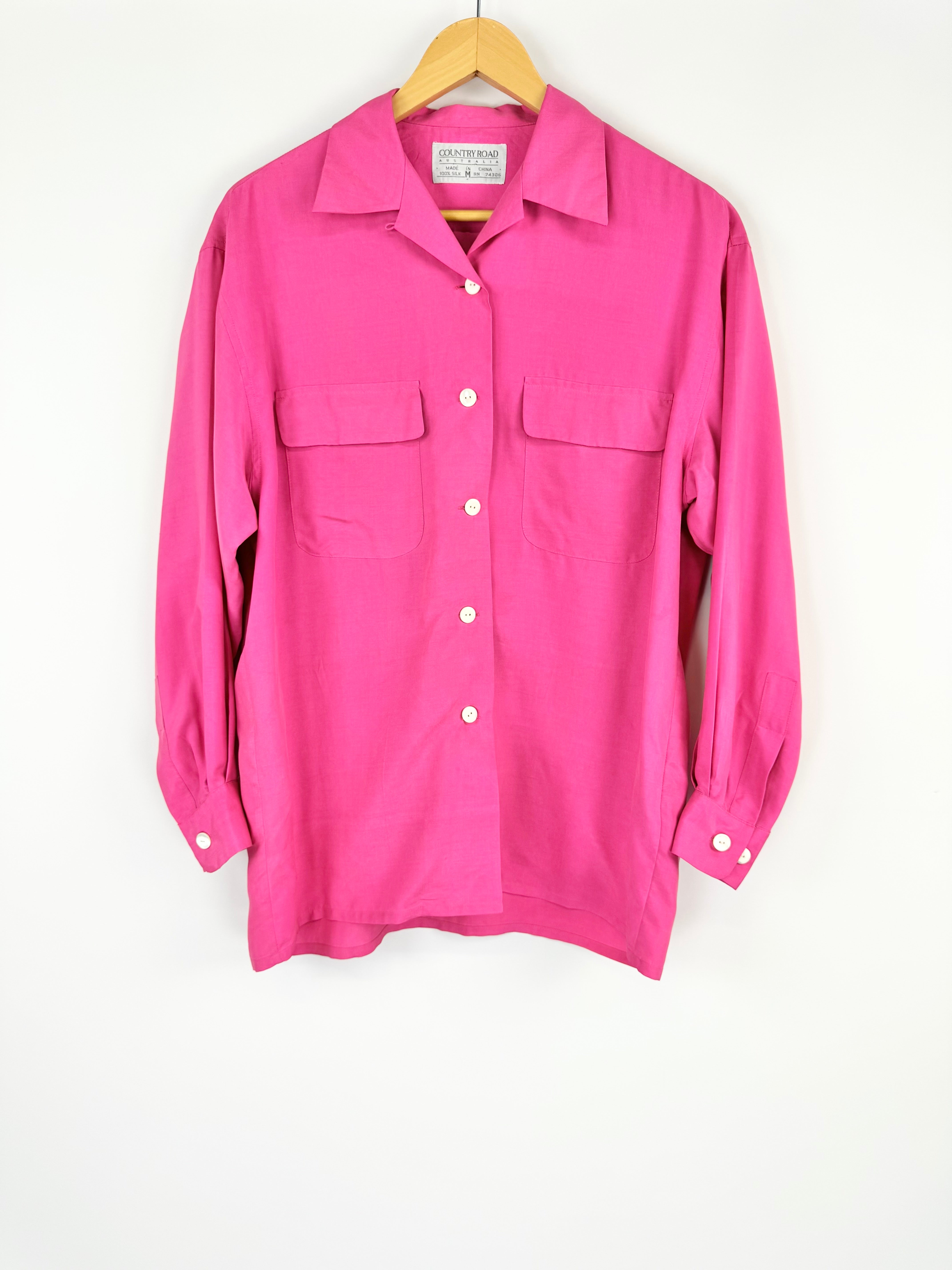 Vintage Country Road Magenta Silk Shirt - M