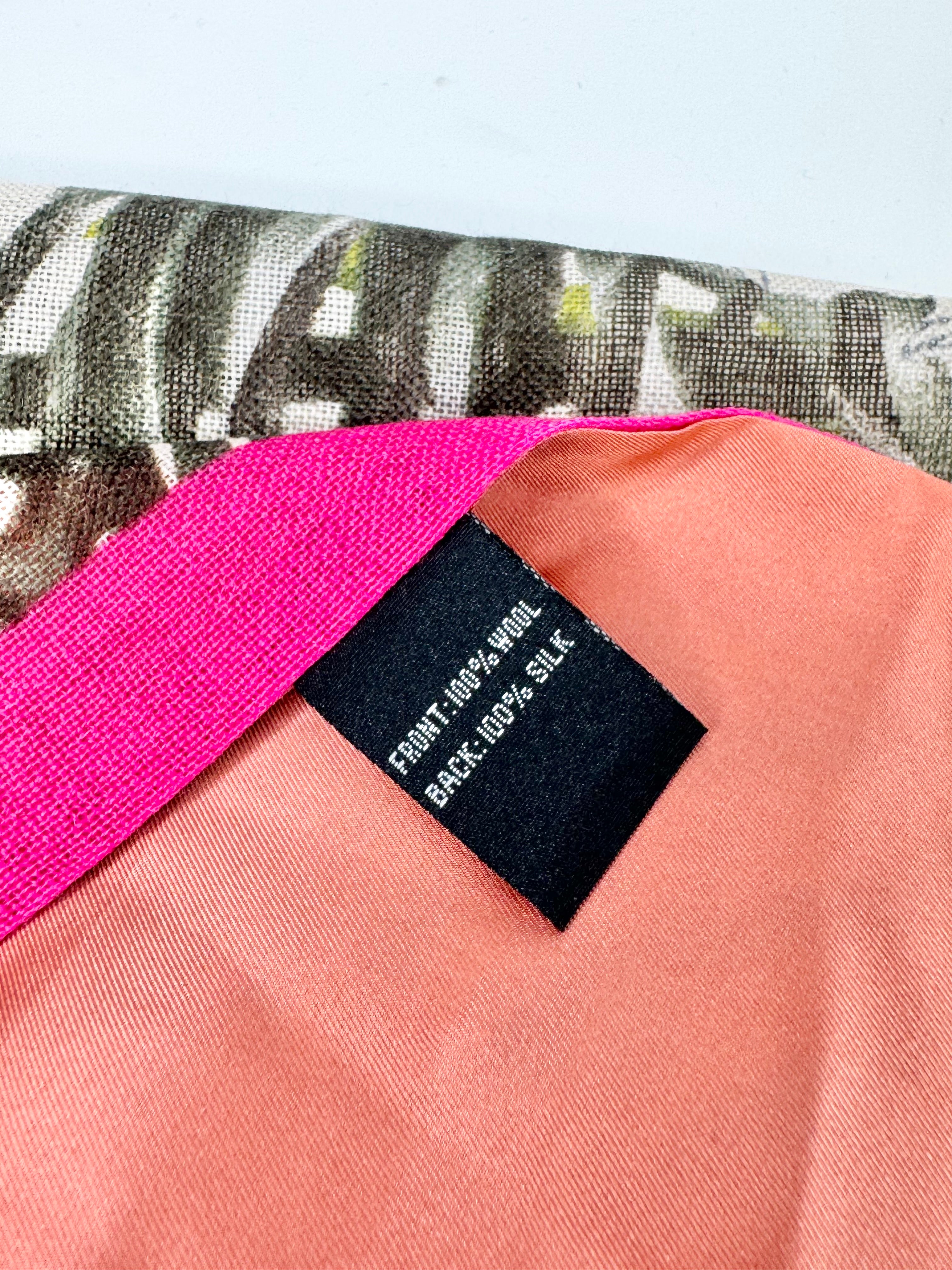 Vintage Kenzo Peach Wool & Silk Floral Scarf