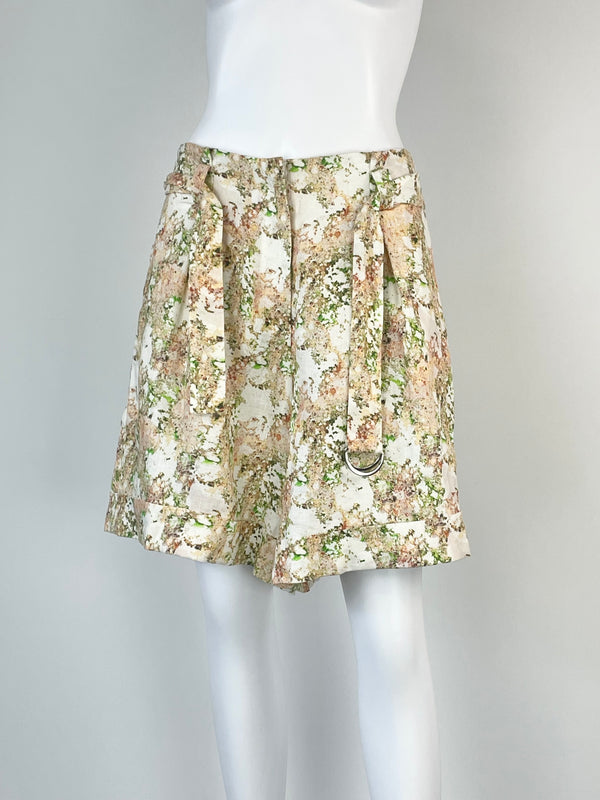 Adolfo Dominguez Abstract Floral Print Linen Shorts - AU10