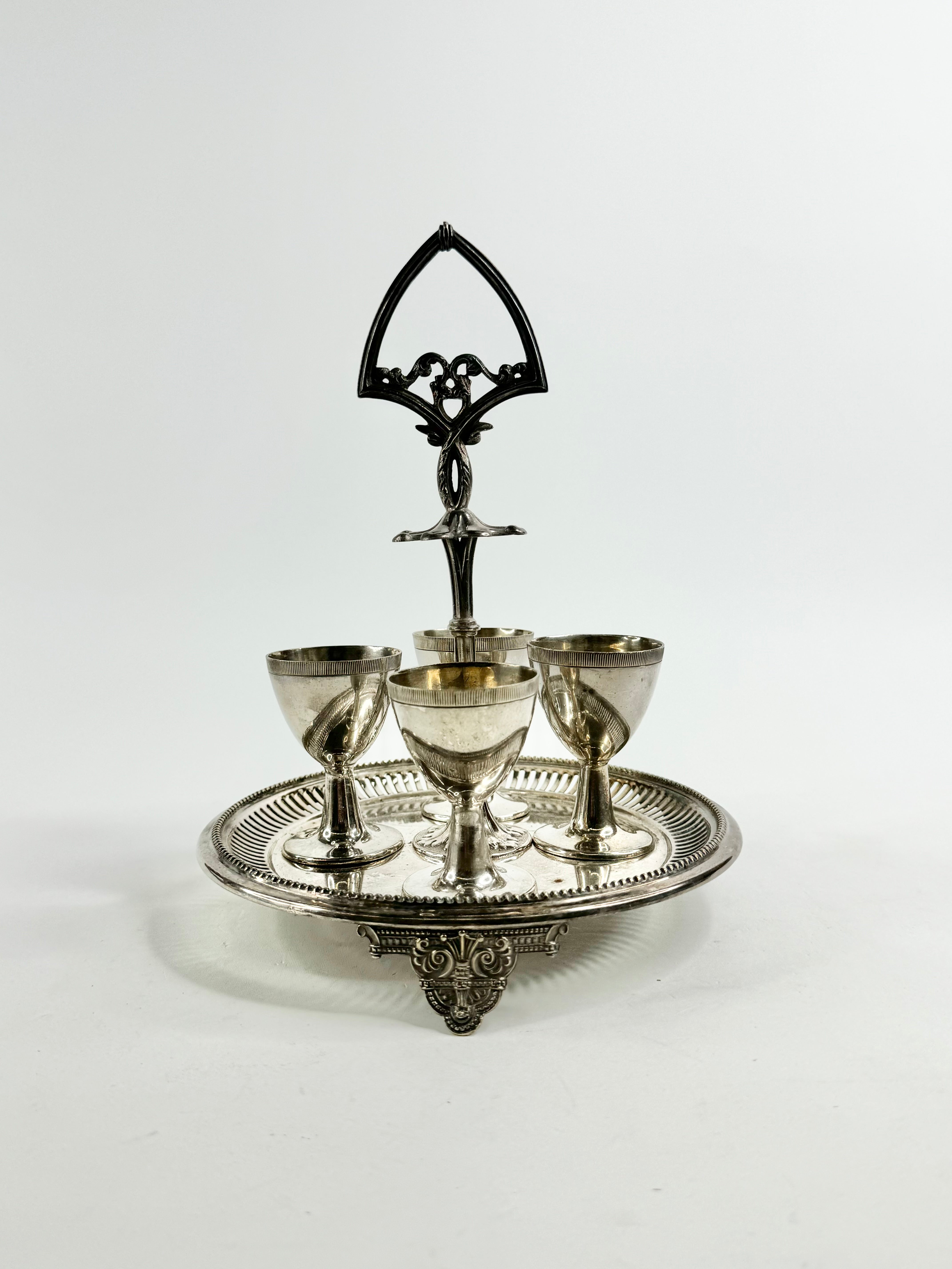 Antique Victorian Silver Plated Egg Cruet Set