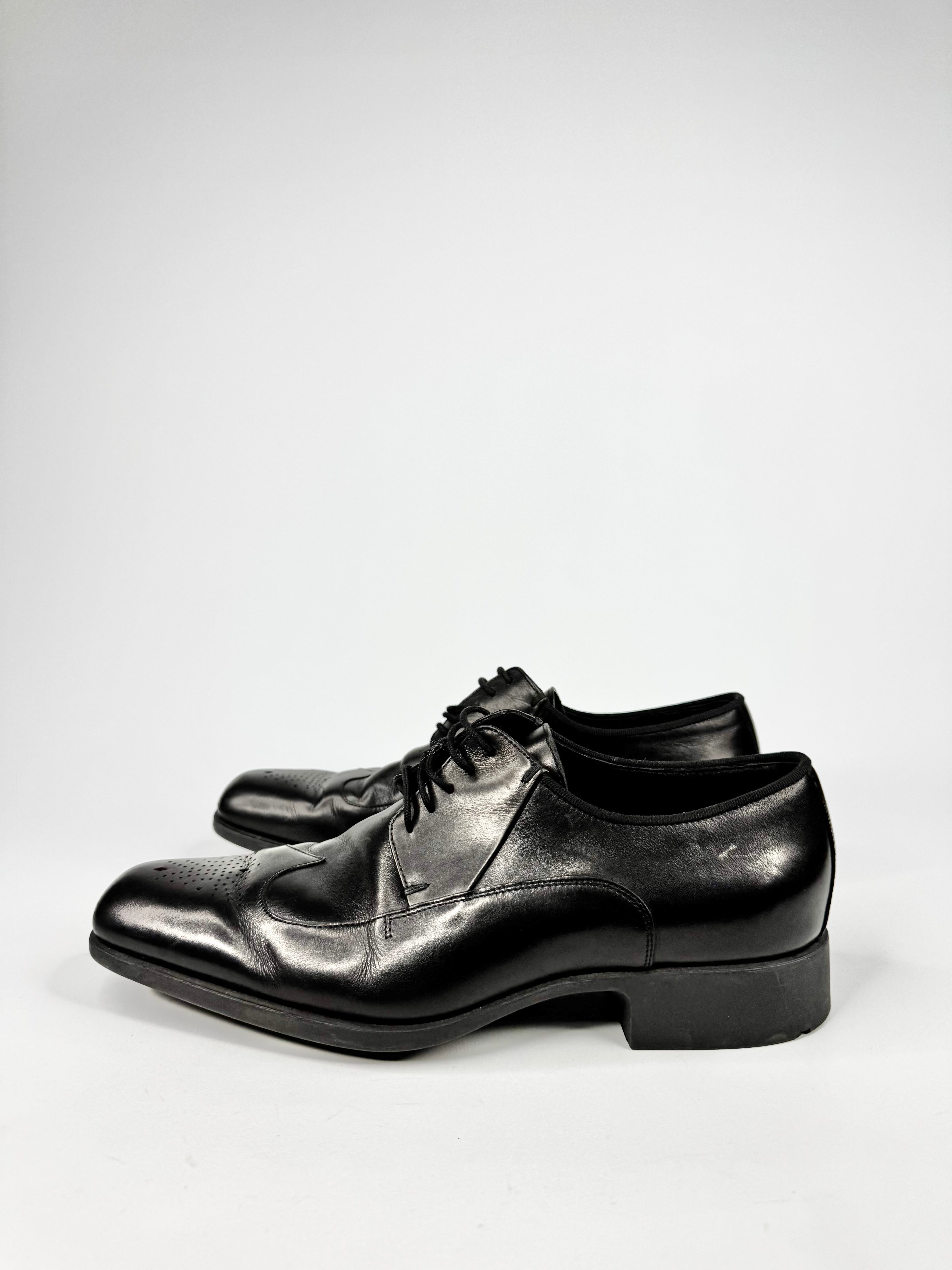 Emporio Armani Black Brogue Pattern Shoes - EU43.5