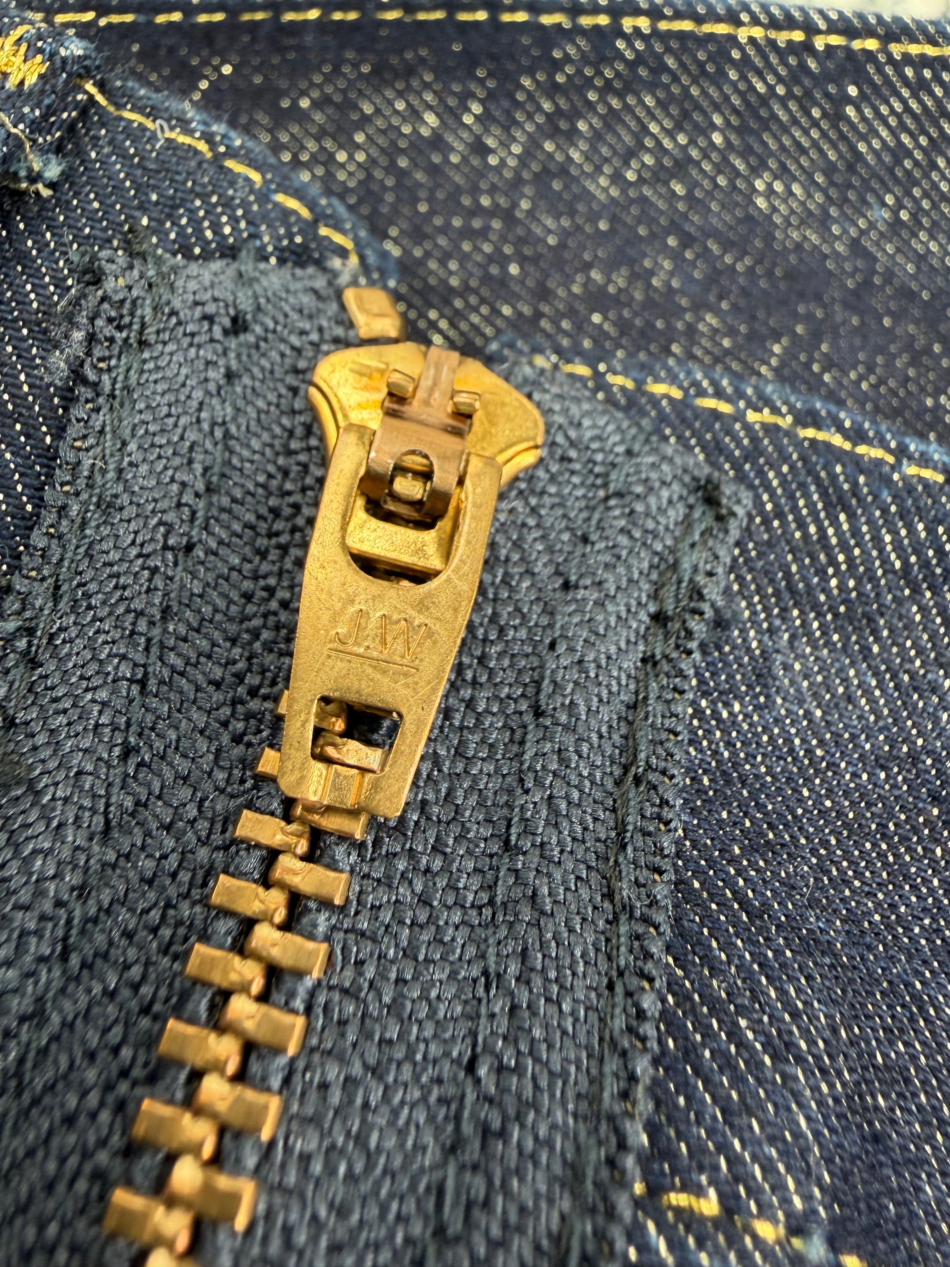 Junya Watanabe Gold & Denim Asymmetrical Ruffle Skirt - AU10/12