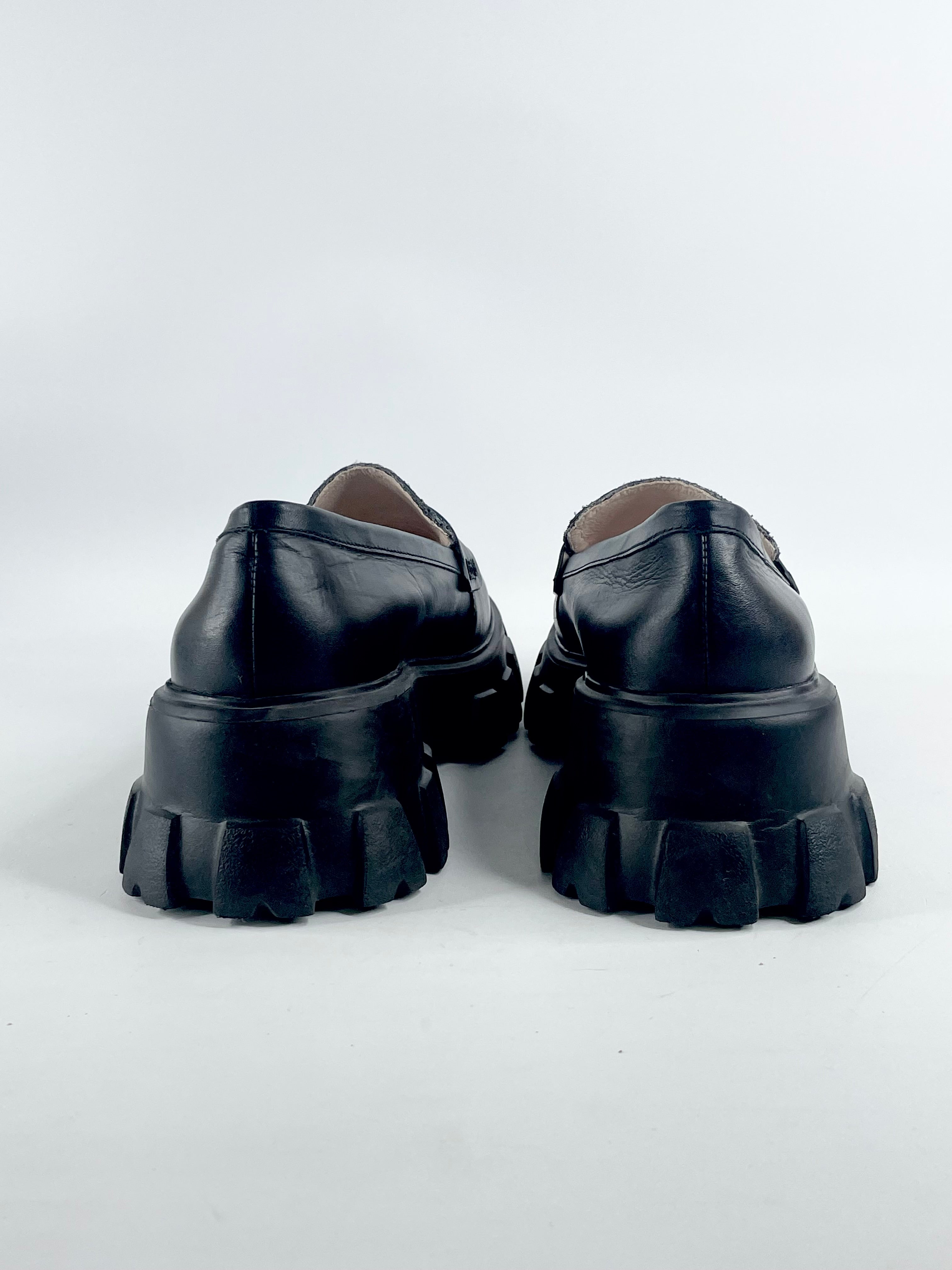 Gorman Black Glitter Leather Loafers - EU40