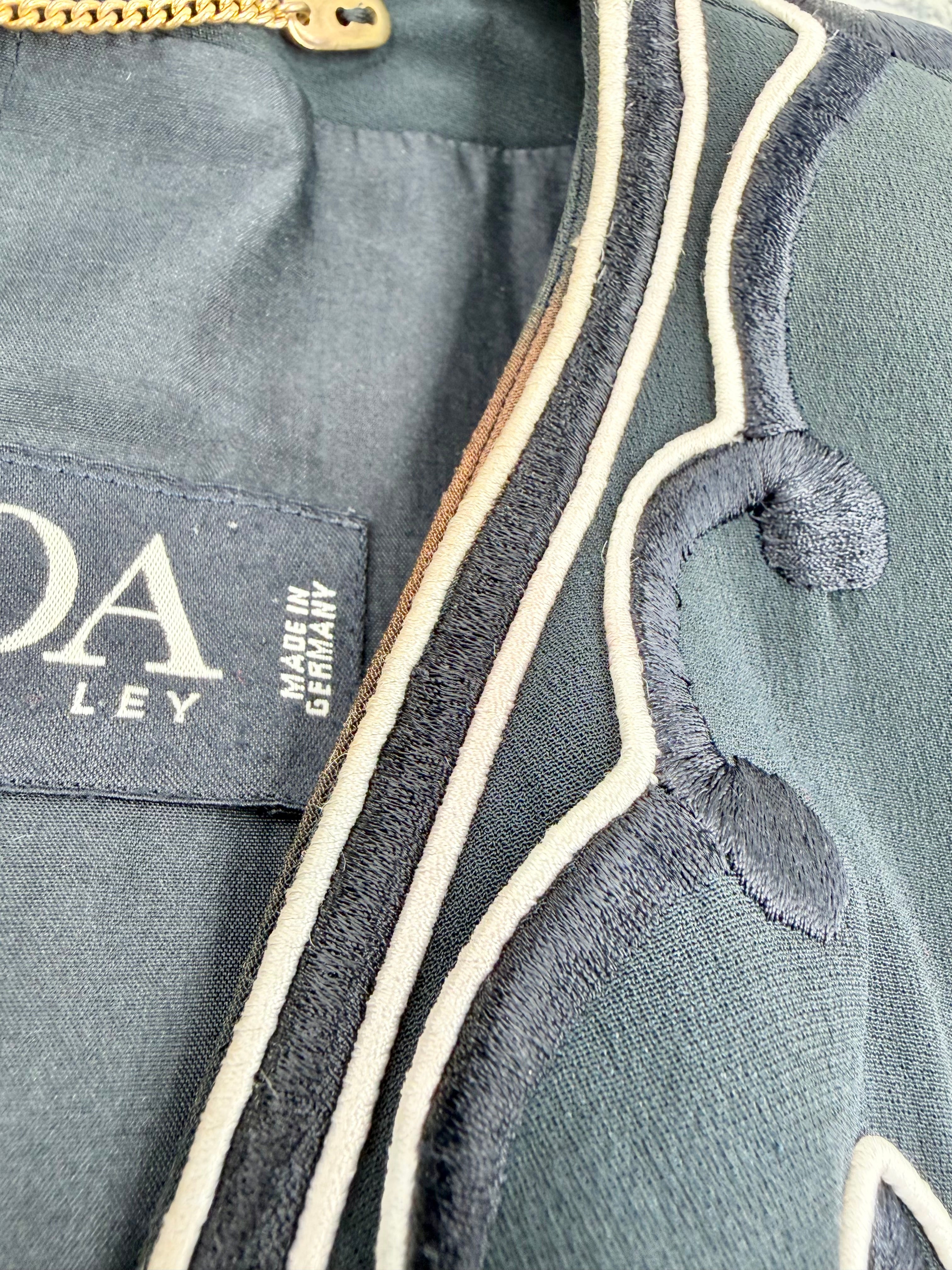 Vintage 80s Escada by Margaretha Ley Black Motif Pattern Jacket - AU8/10