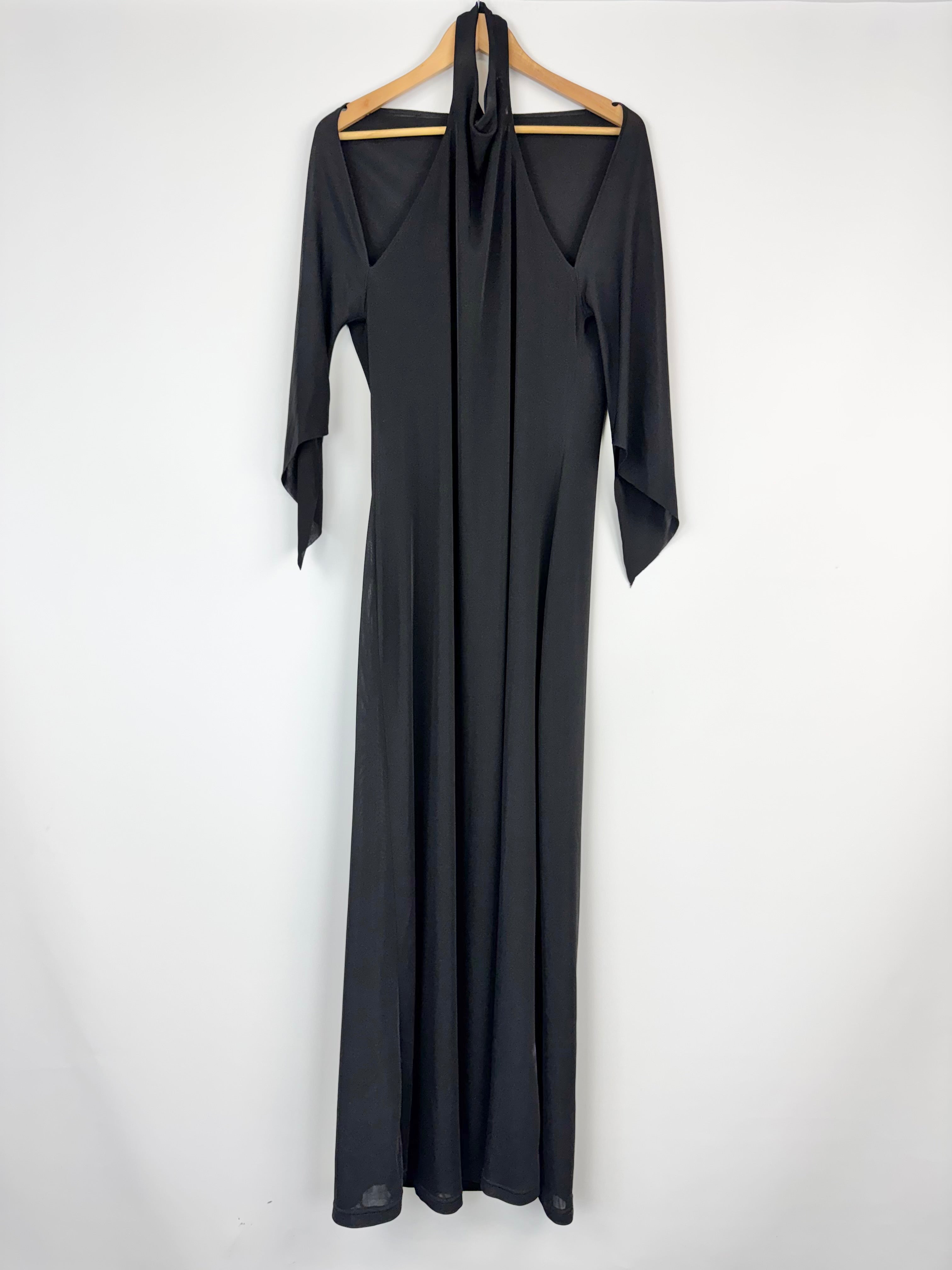 Carla Zampatti Black Slinky Cut Out Maxi Dress - AU10/12