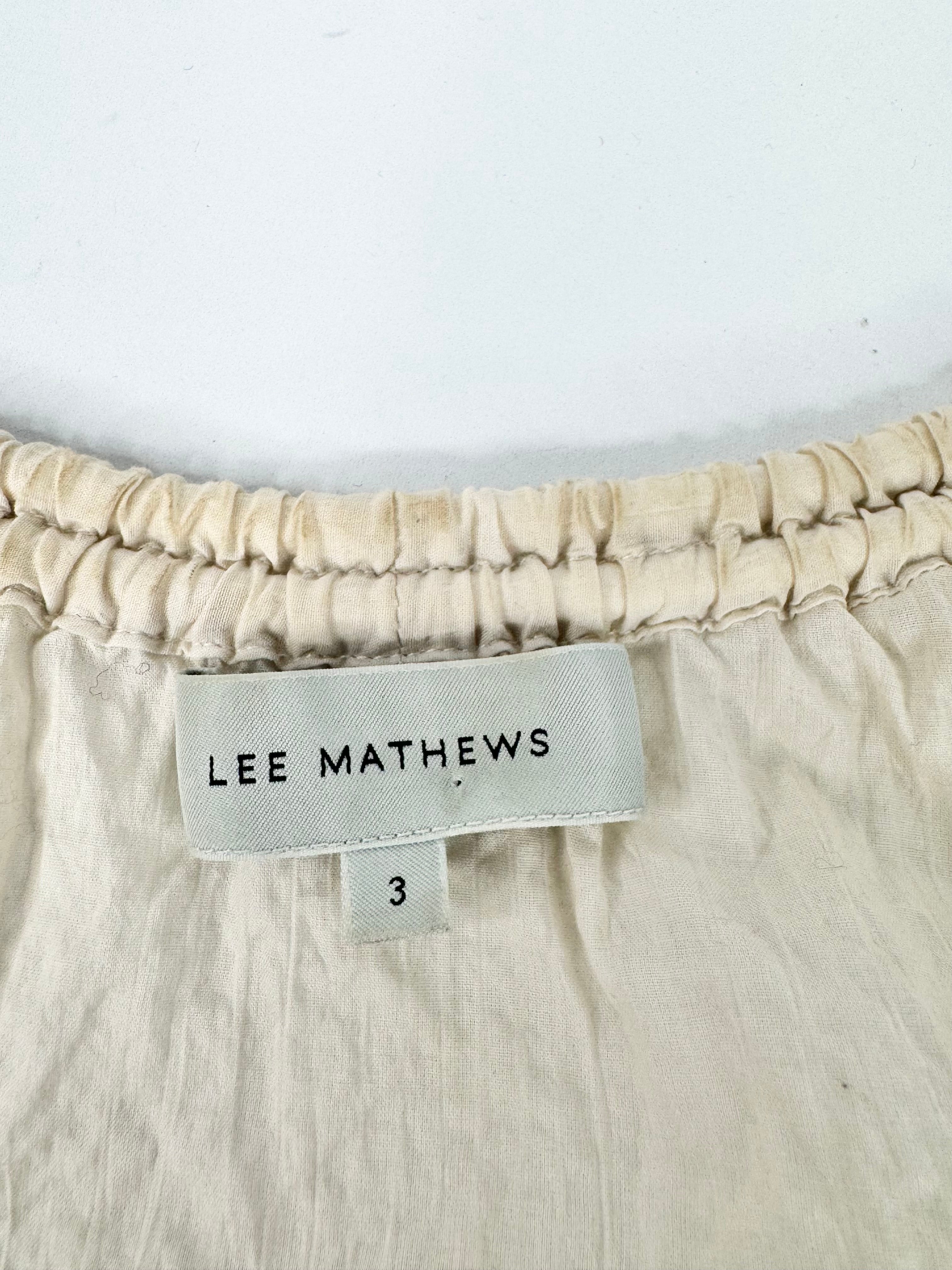 Lee Mathews Cream Seersucker Peasant Blouse - AU12/14