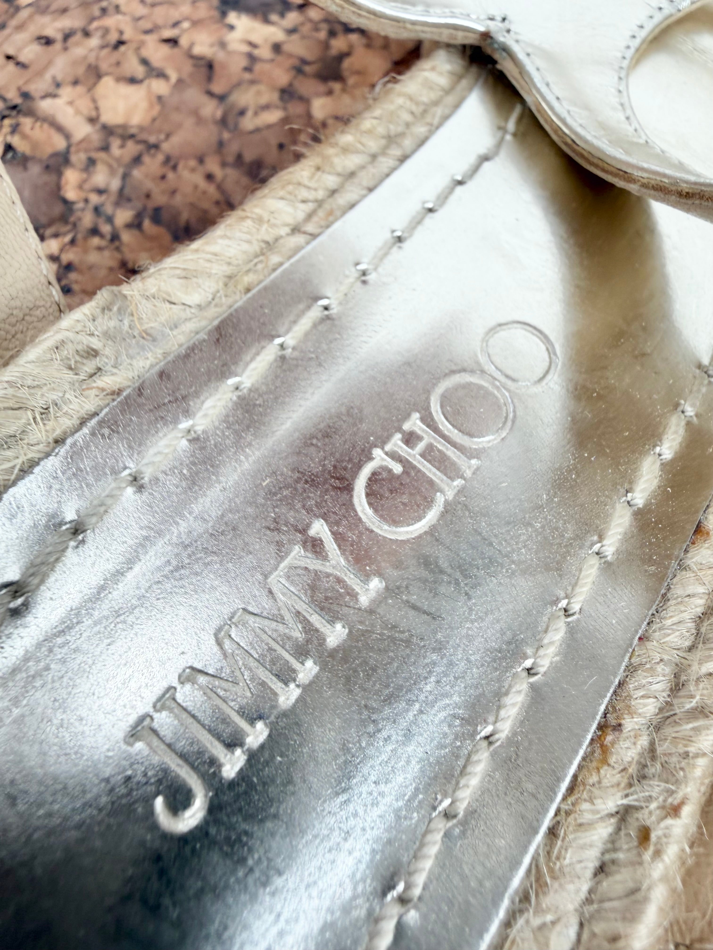 Jimmy Choo Metallic Silver Gladiator Sandal - EU38