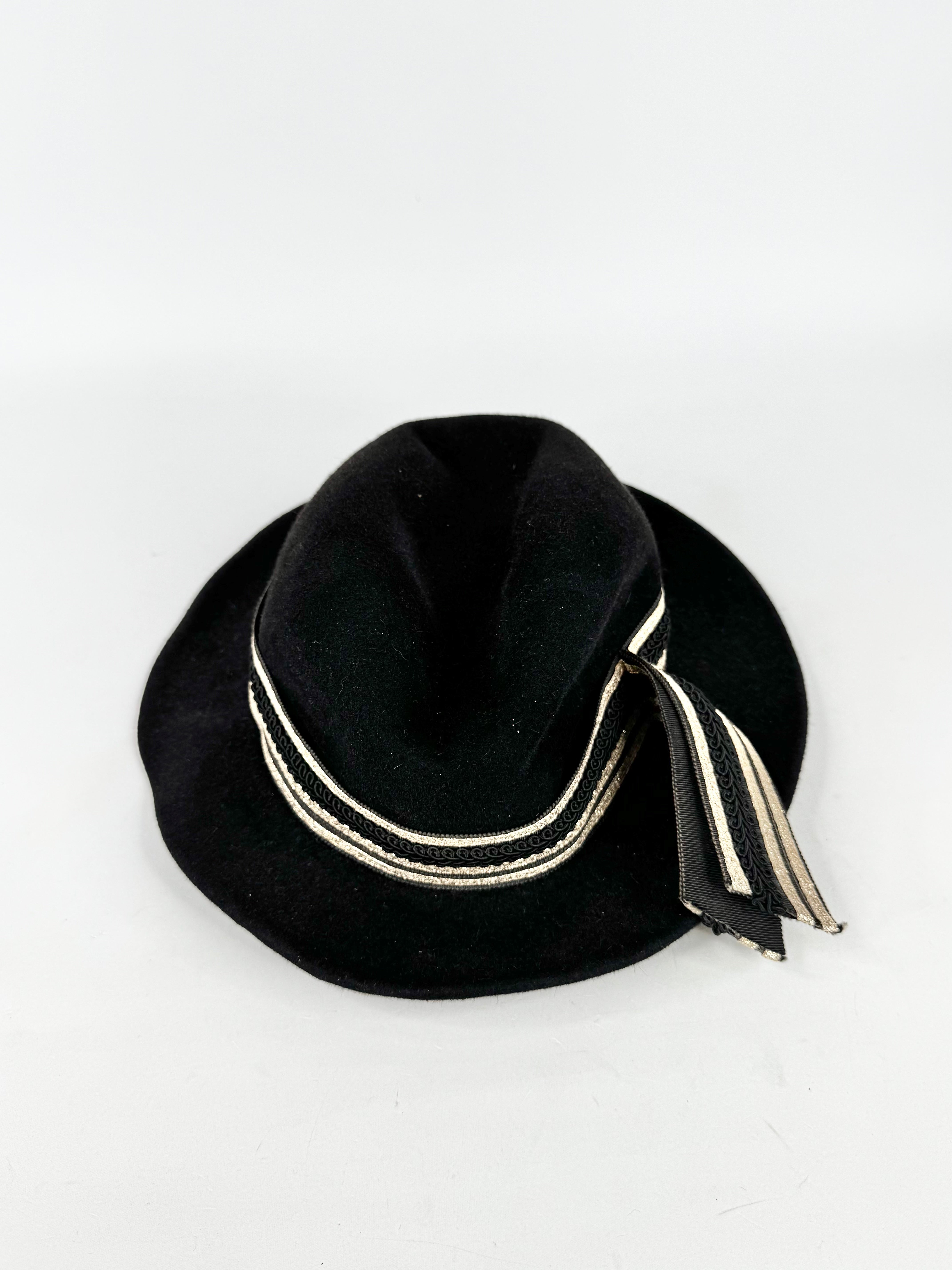 Vintage Mr. J Melbourne Black Gold Trim Hat