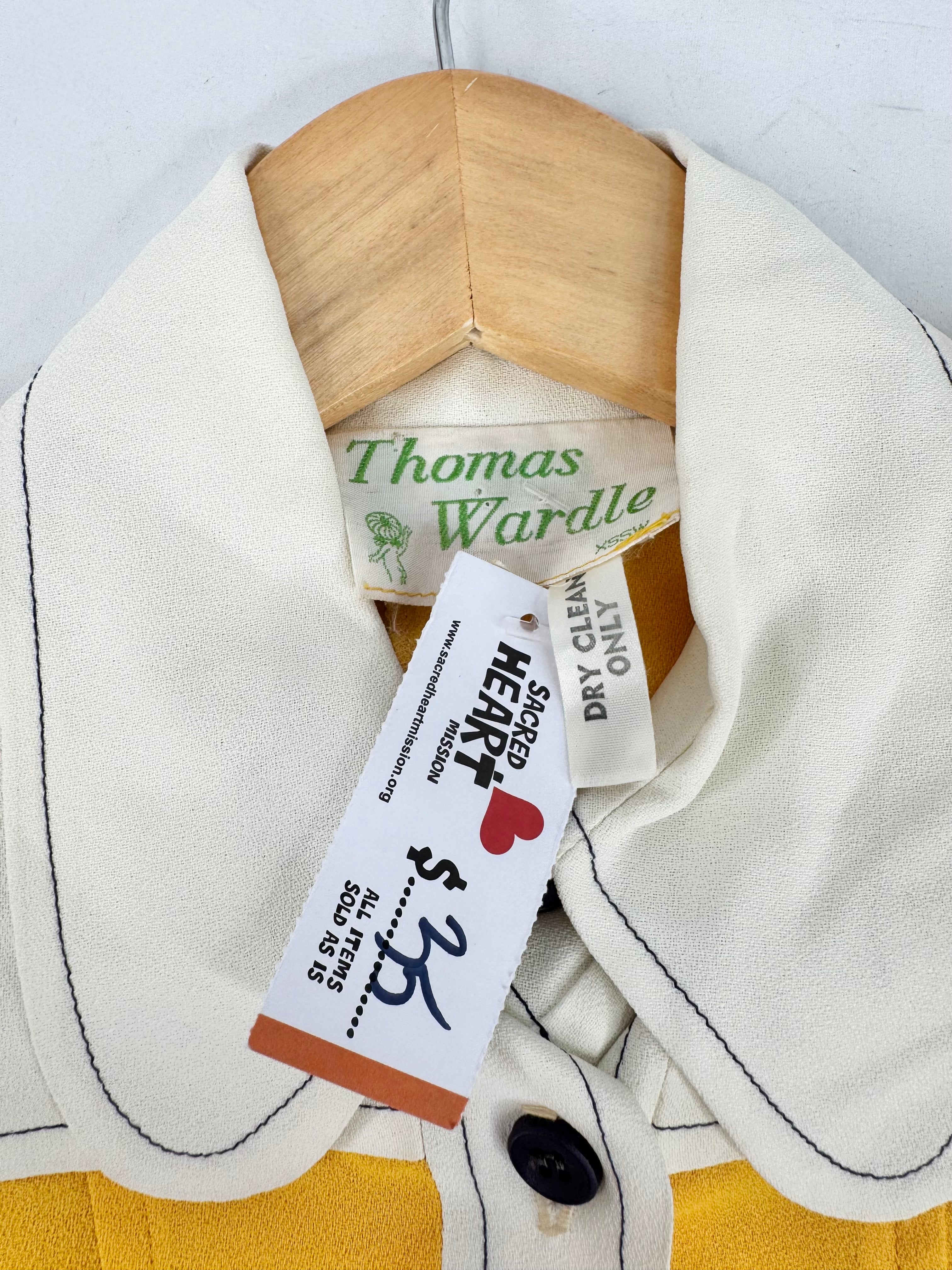 Vintage Thomas Wardle Sunflower Yellow & White Dress - AU6/8