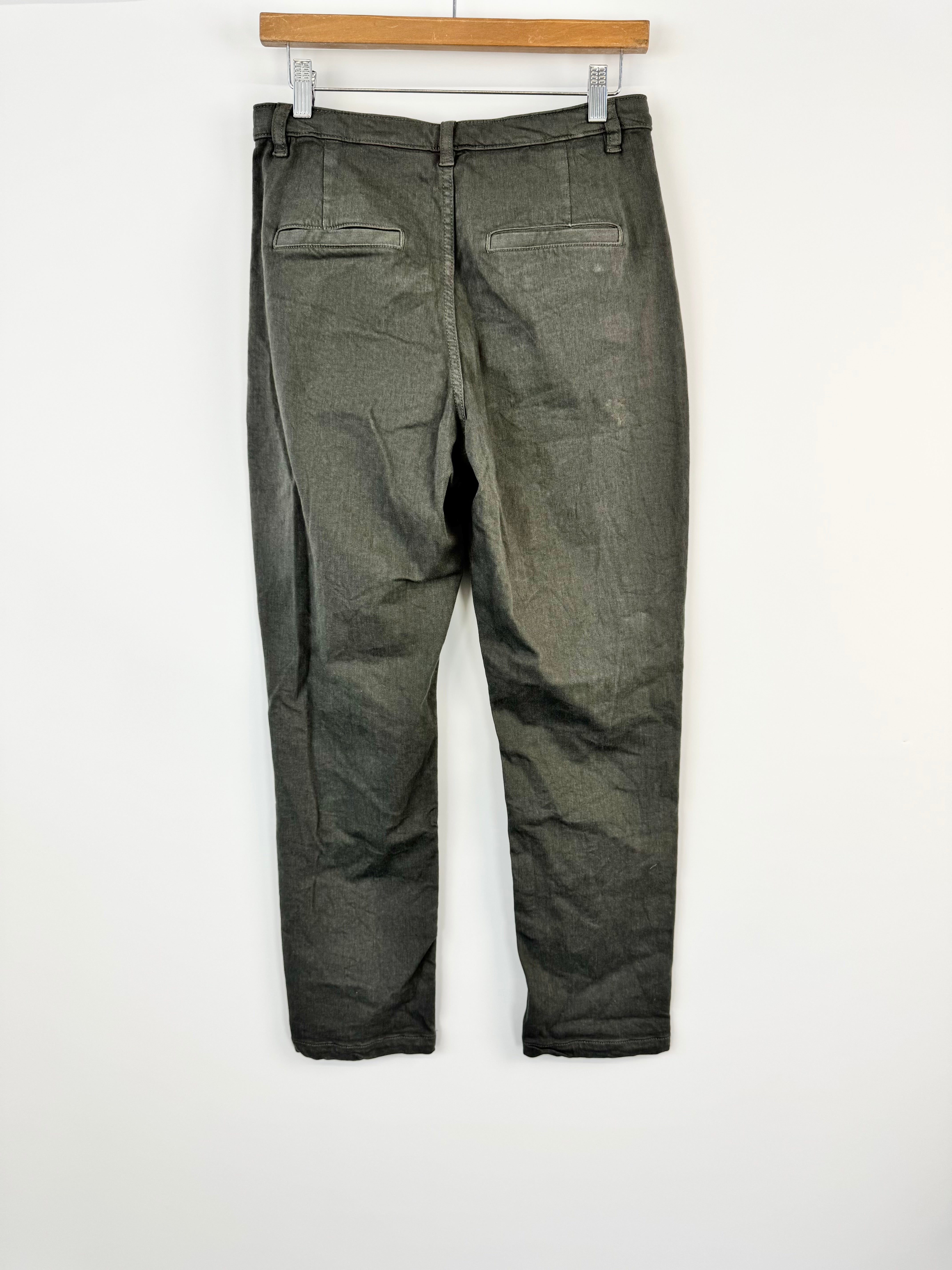 ELK Moss Green Barrel Waist Denim Slacks - AU10