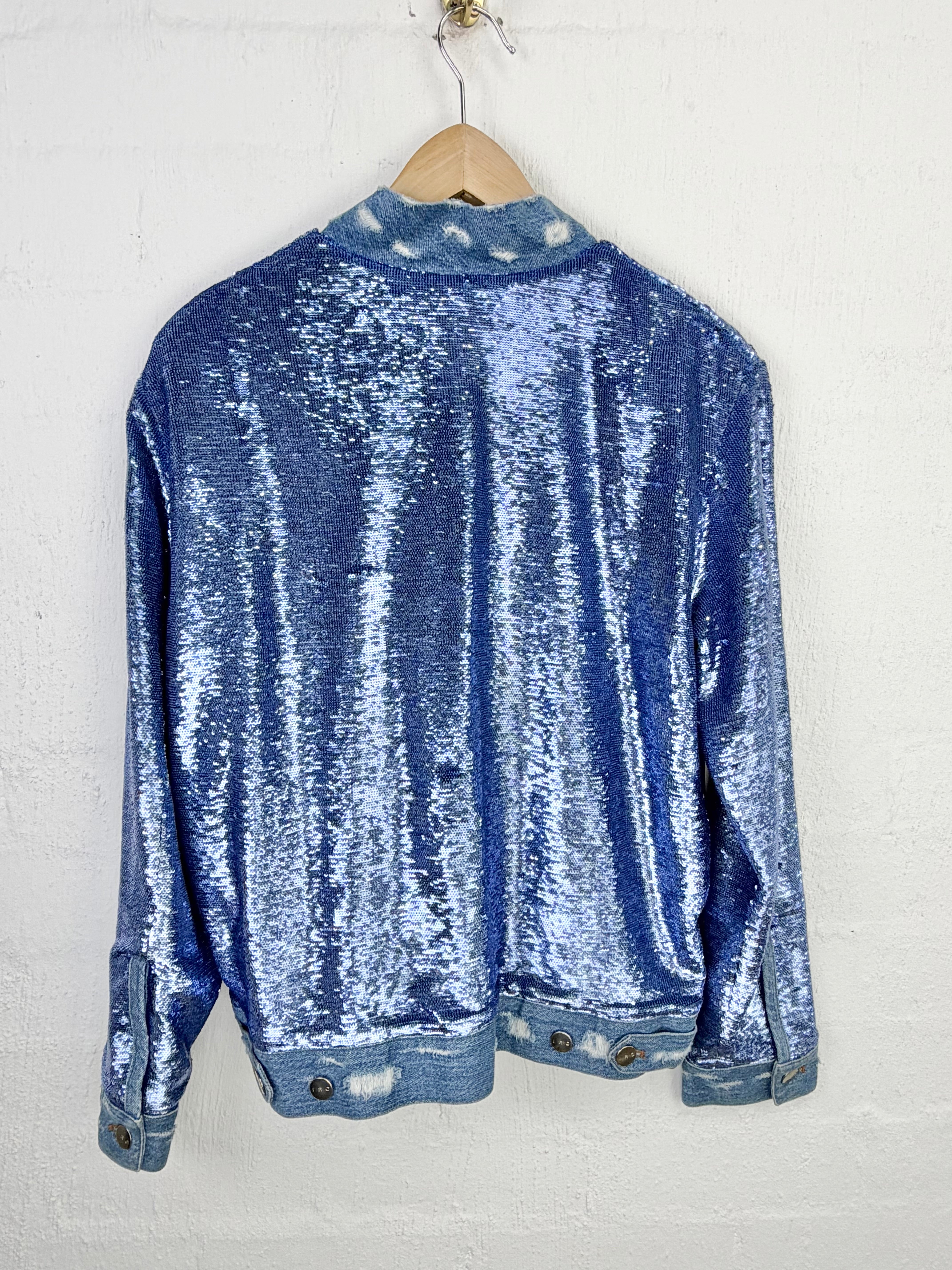 Iro Denim & Periwinkle Sequined 'Nanasco' Bomber Jacket - AU8/10
