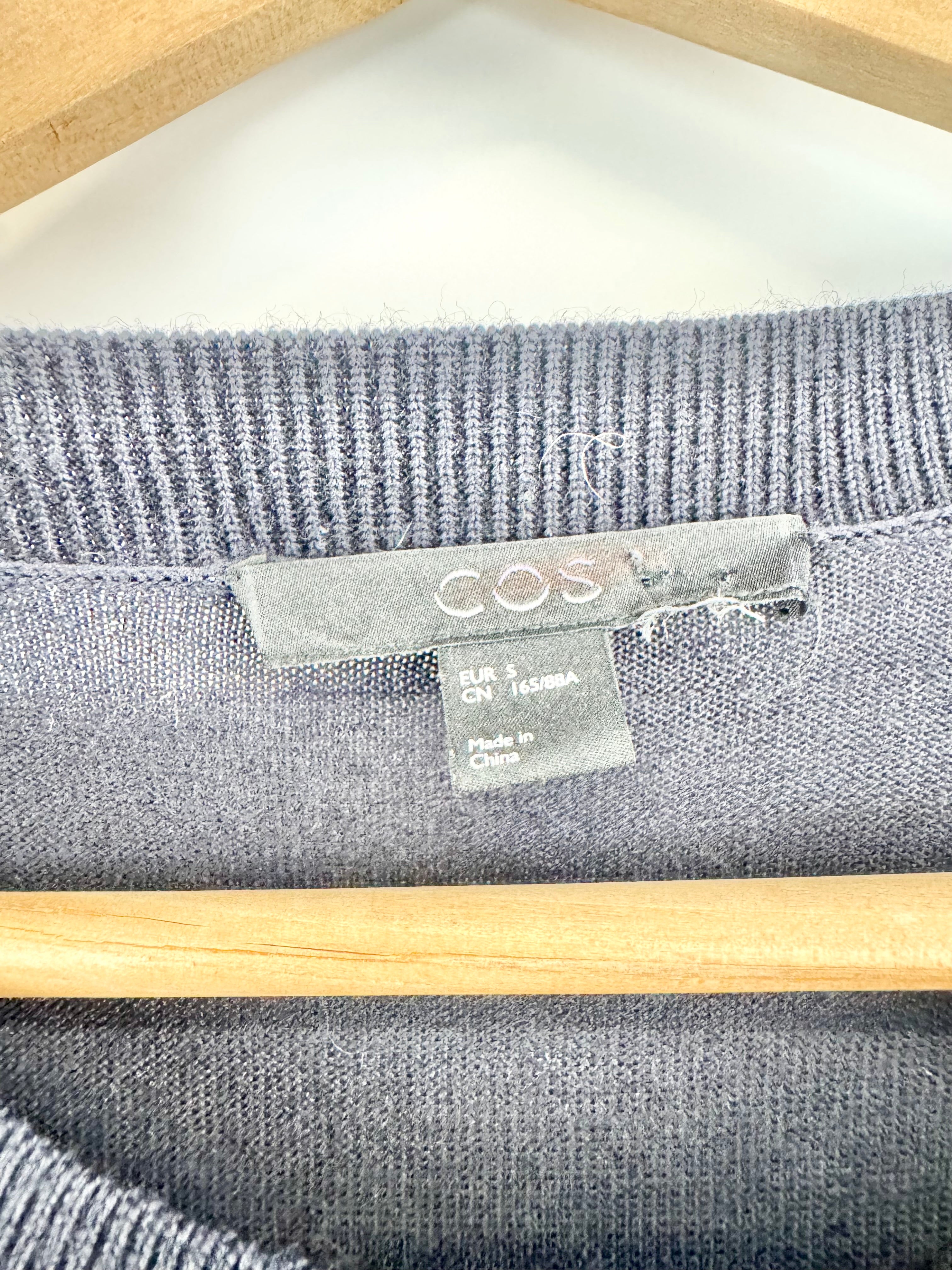 Cos Navy Blue Wool & Lyocell Asymmetrical Dress - AU8