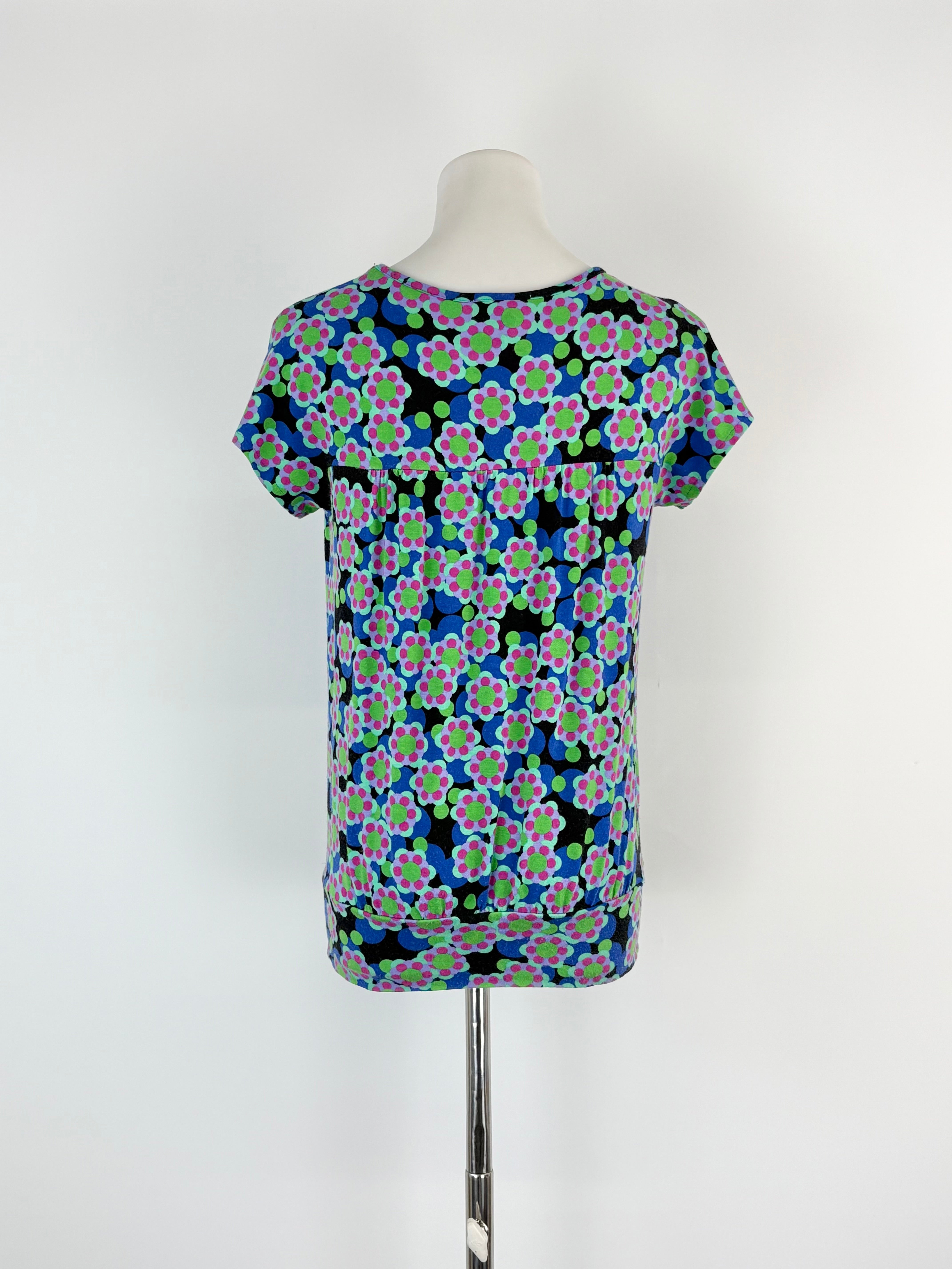 Agnès B. Blue & Turquoise Floral Short-Sleeve Top - AU8