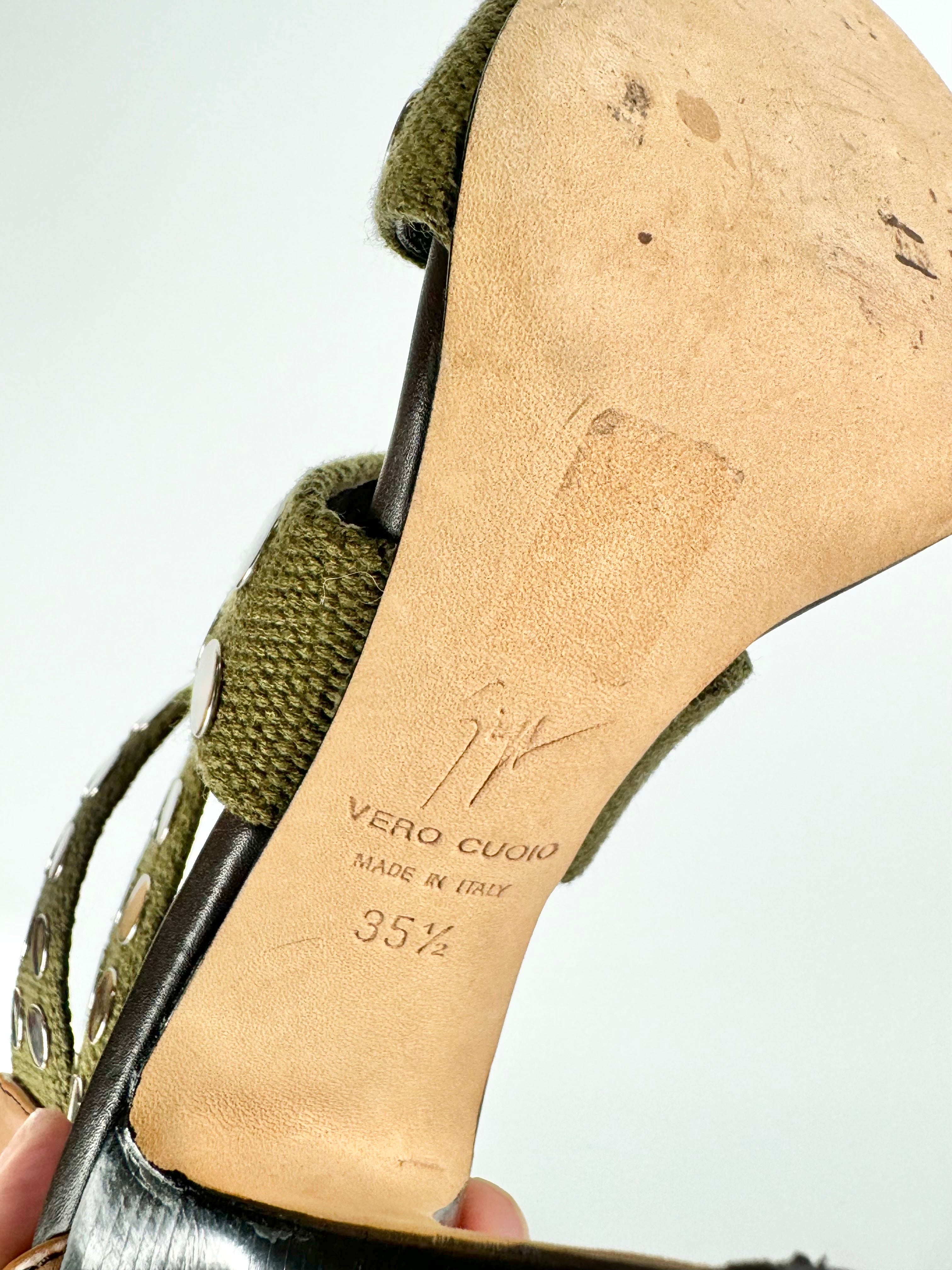 Giuseppe Zanotti Olive Green Stilettos - EU35.5