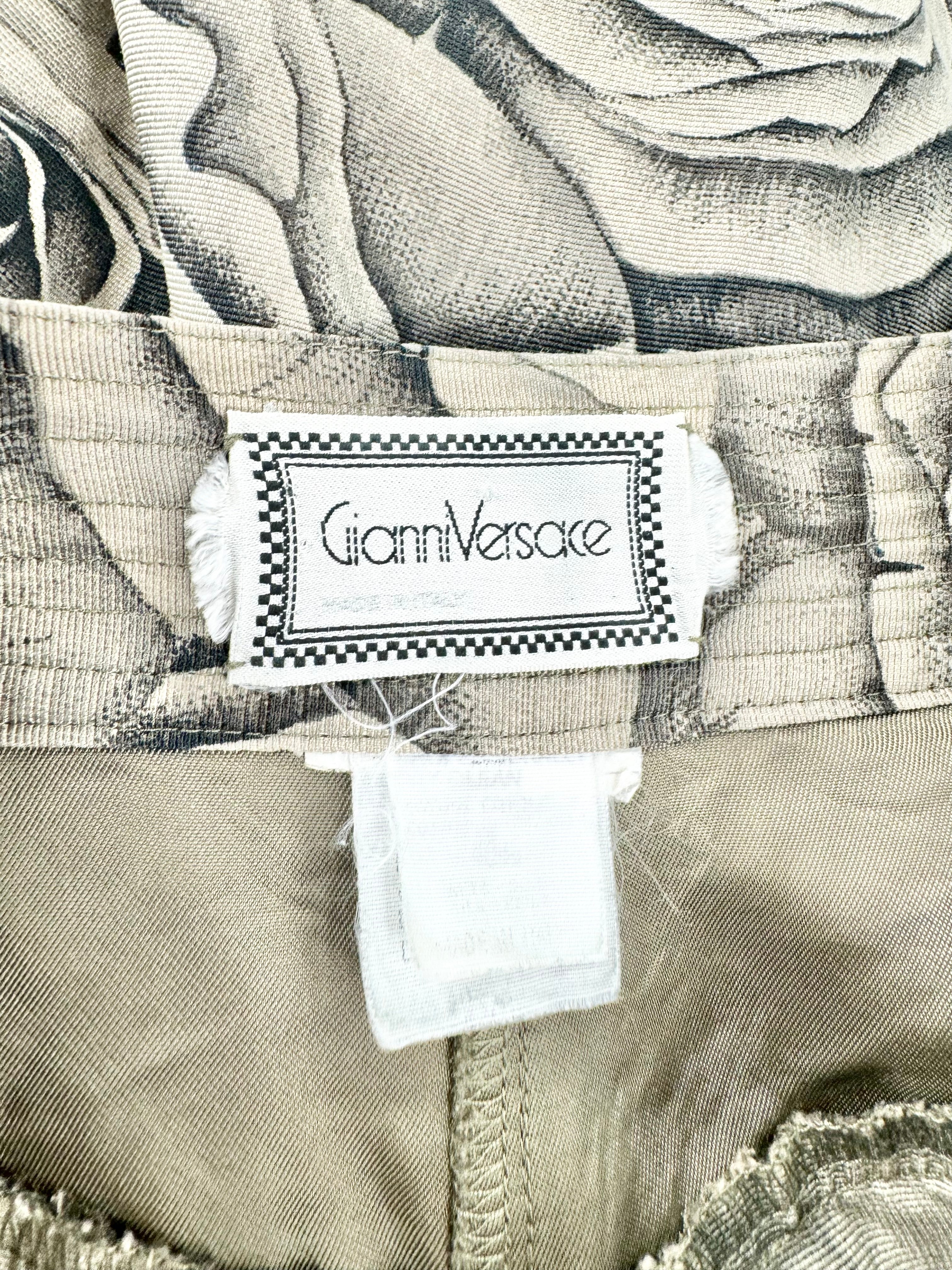 Vintage Gianni Versace Sepia Rose Patterned Slacks - AU6/8