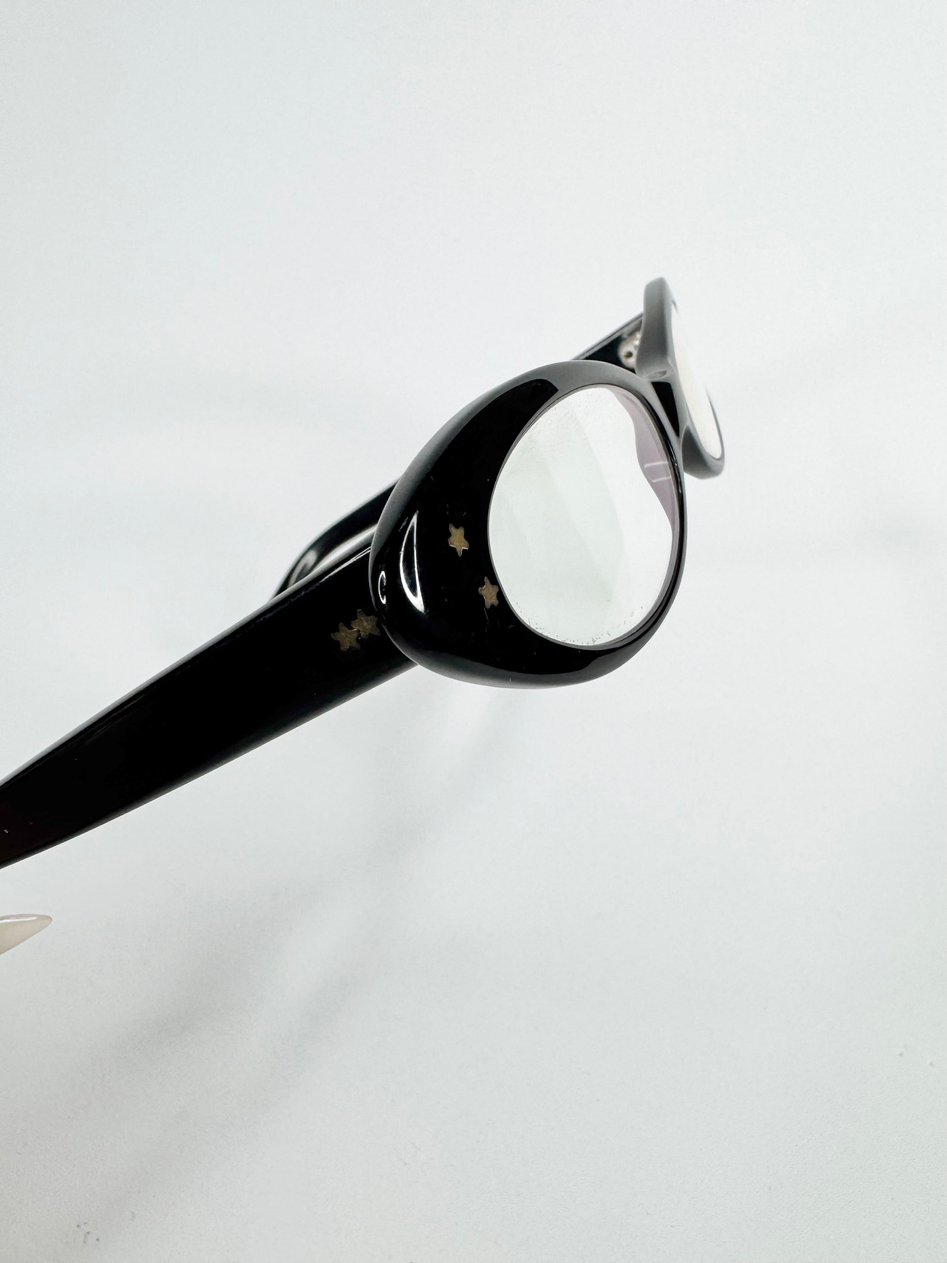 Cutler & Gross of London Black Frame Star Embellished Oval Reading Glasses