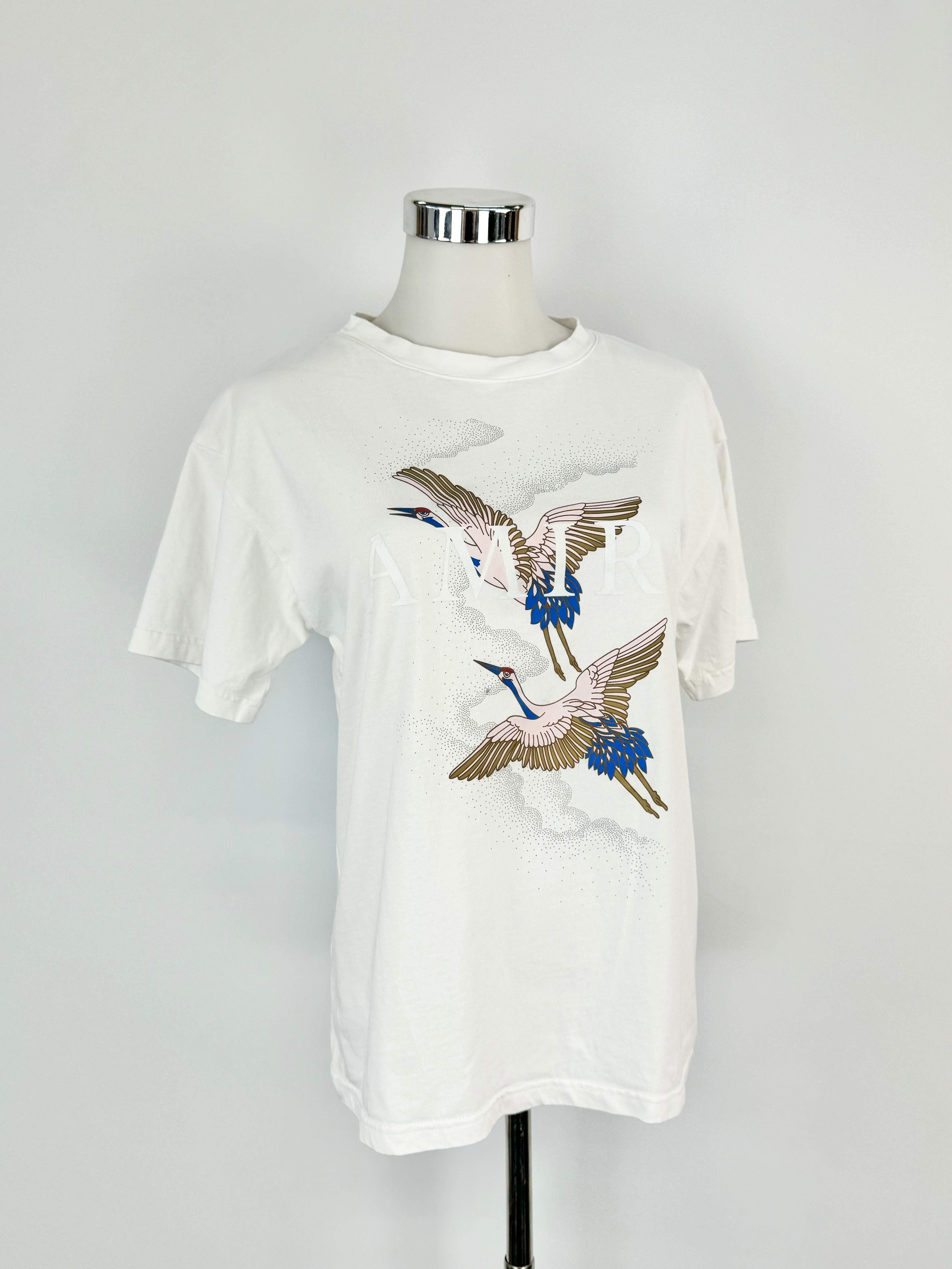 Amiri White Cotton Heron Patterned T-Shirt - AU8/10