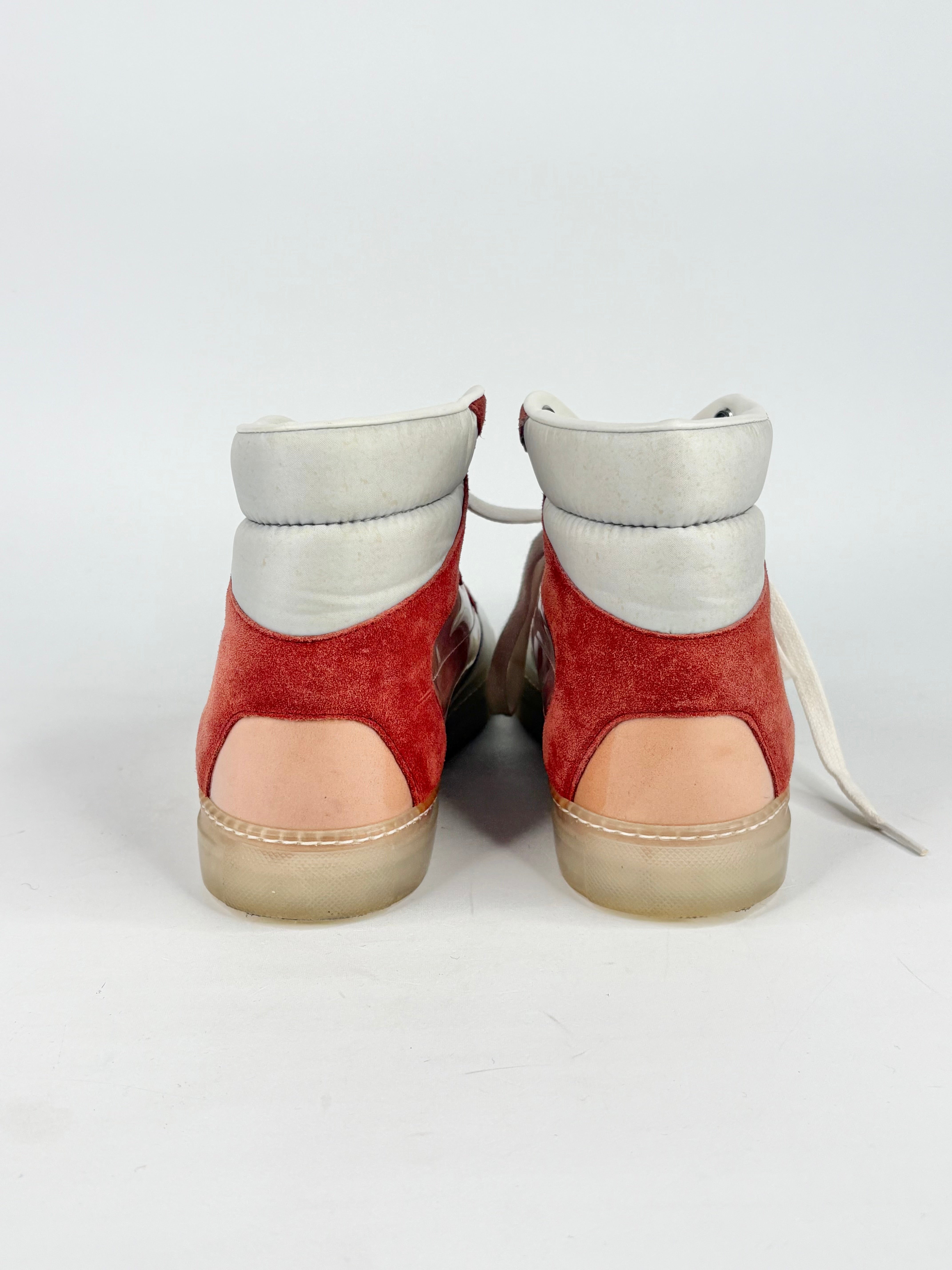 Balenciaga Peach & Burnt Orange Suede Contrast High-Top Sneakers - EU38