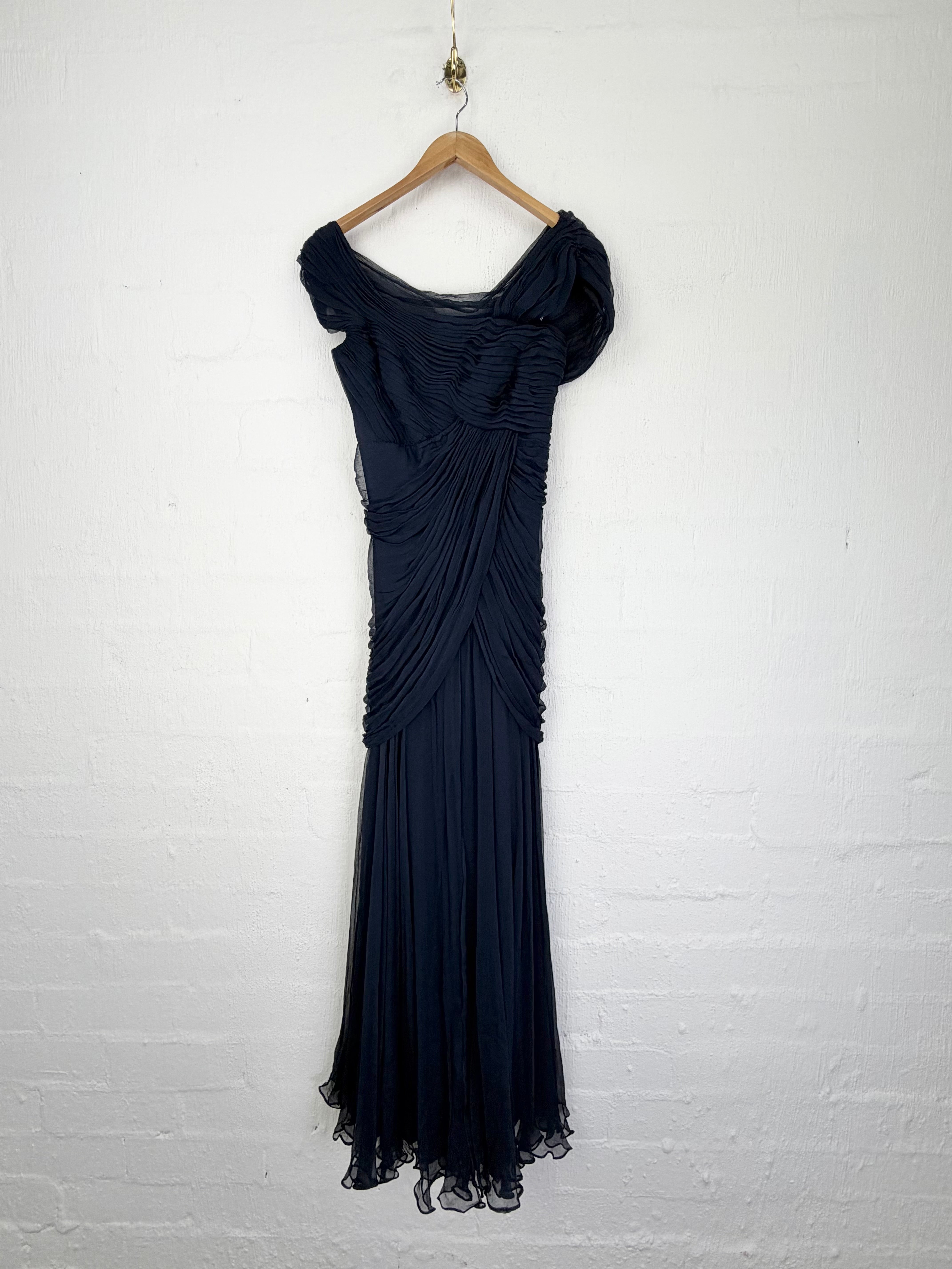 Tadashi Shoji Midnight Navy Draped Gown - AU6/8