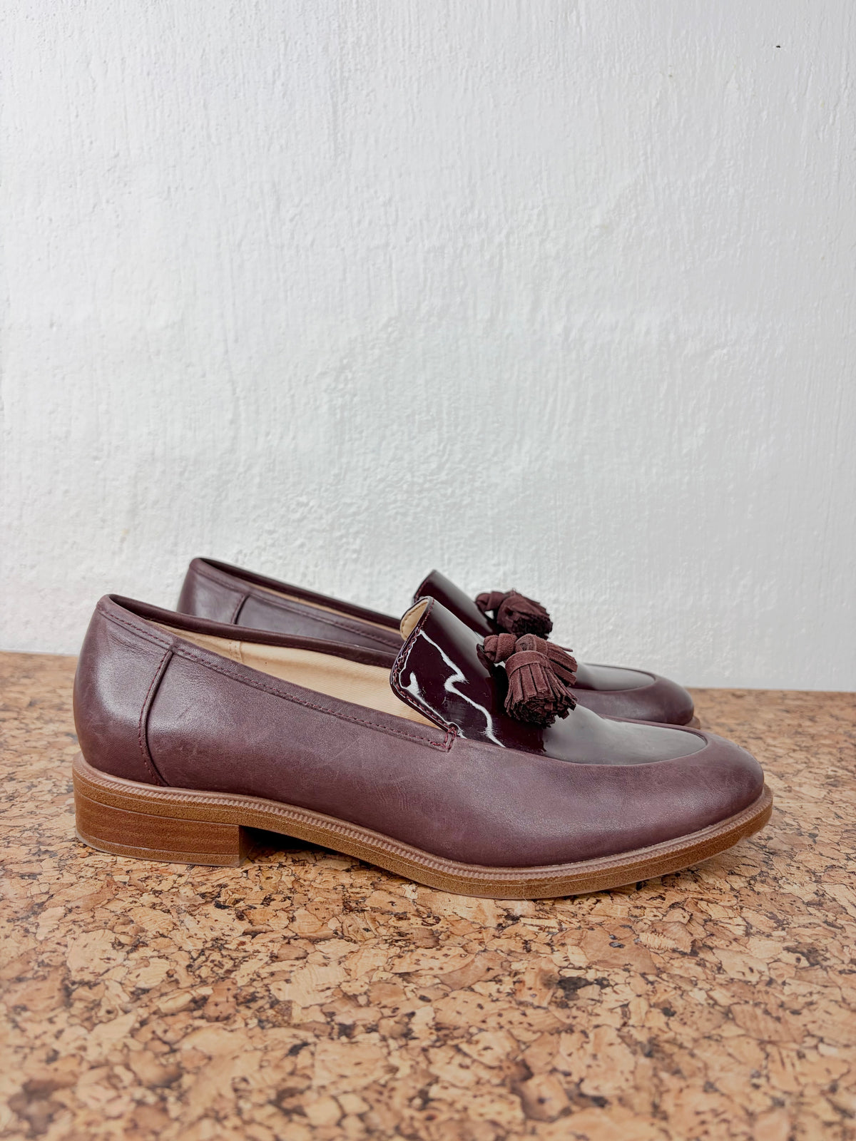 Collection by Clarks Dark Burgundy Leather Tasseled Loafers - EU37