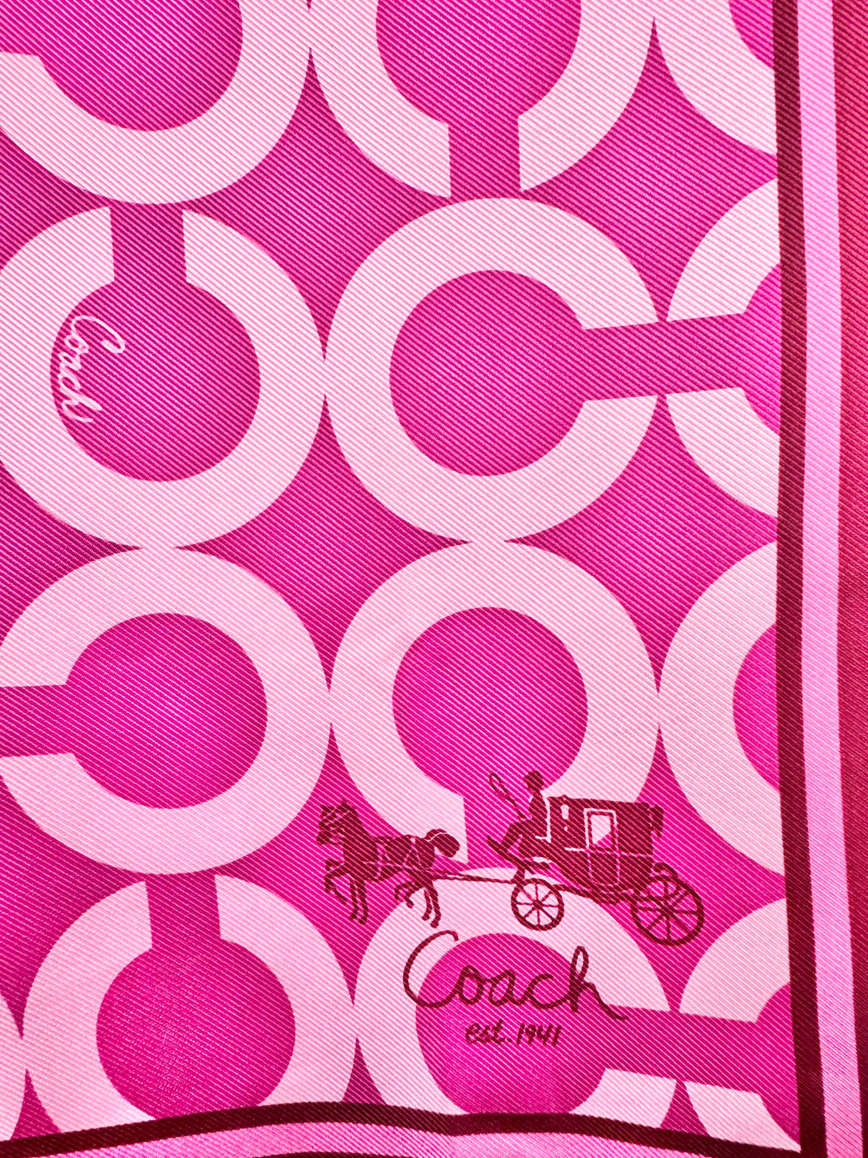 Coach Deep Pink Silk Monogram Scarf