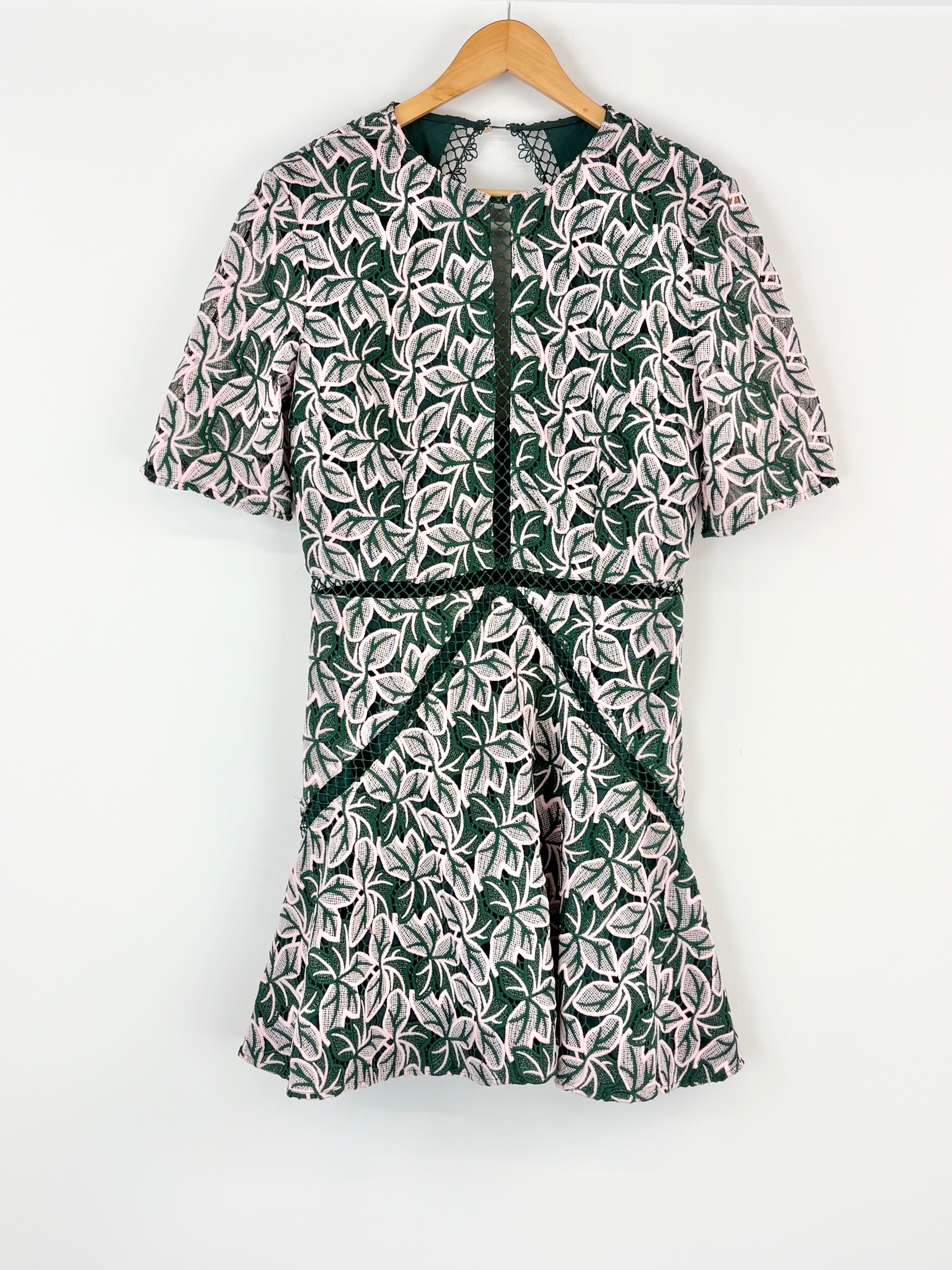 Keepsake Forest Green & Blush 'Wild Things' Lace Midi Dress - AU14/16