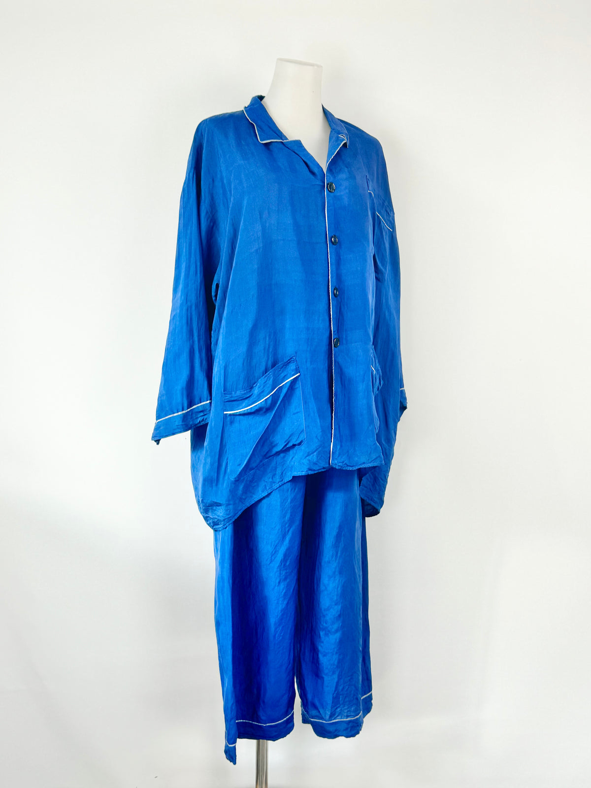 Handmade Deep Blue Silk PJs - AU10