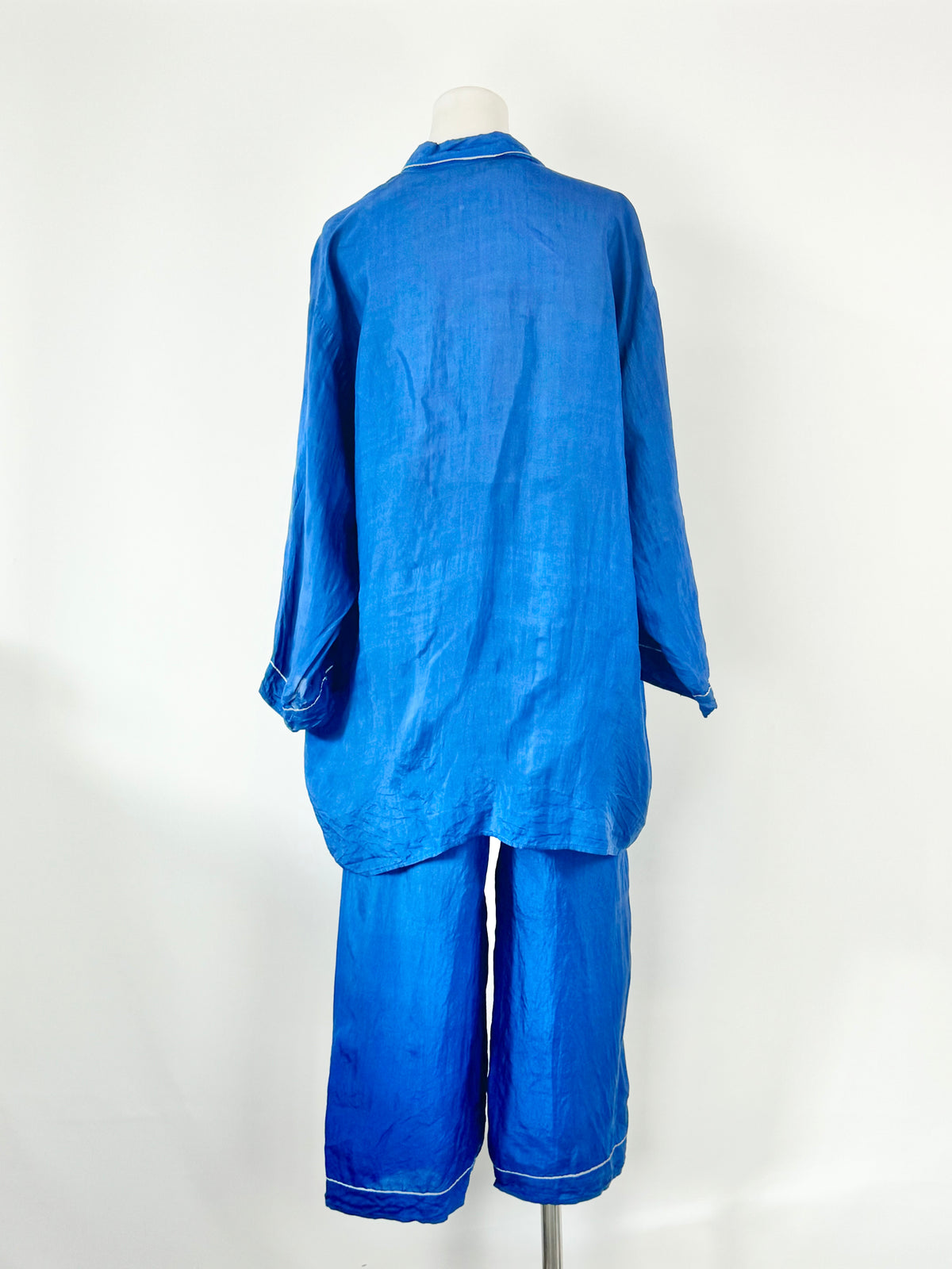 Handmade Deep Blue Silk PJs - AU10