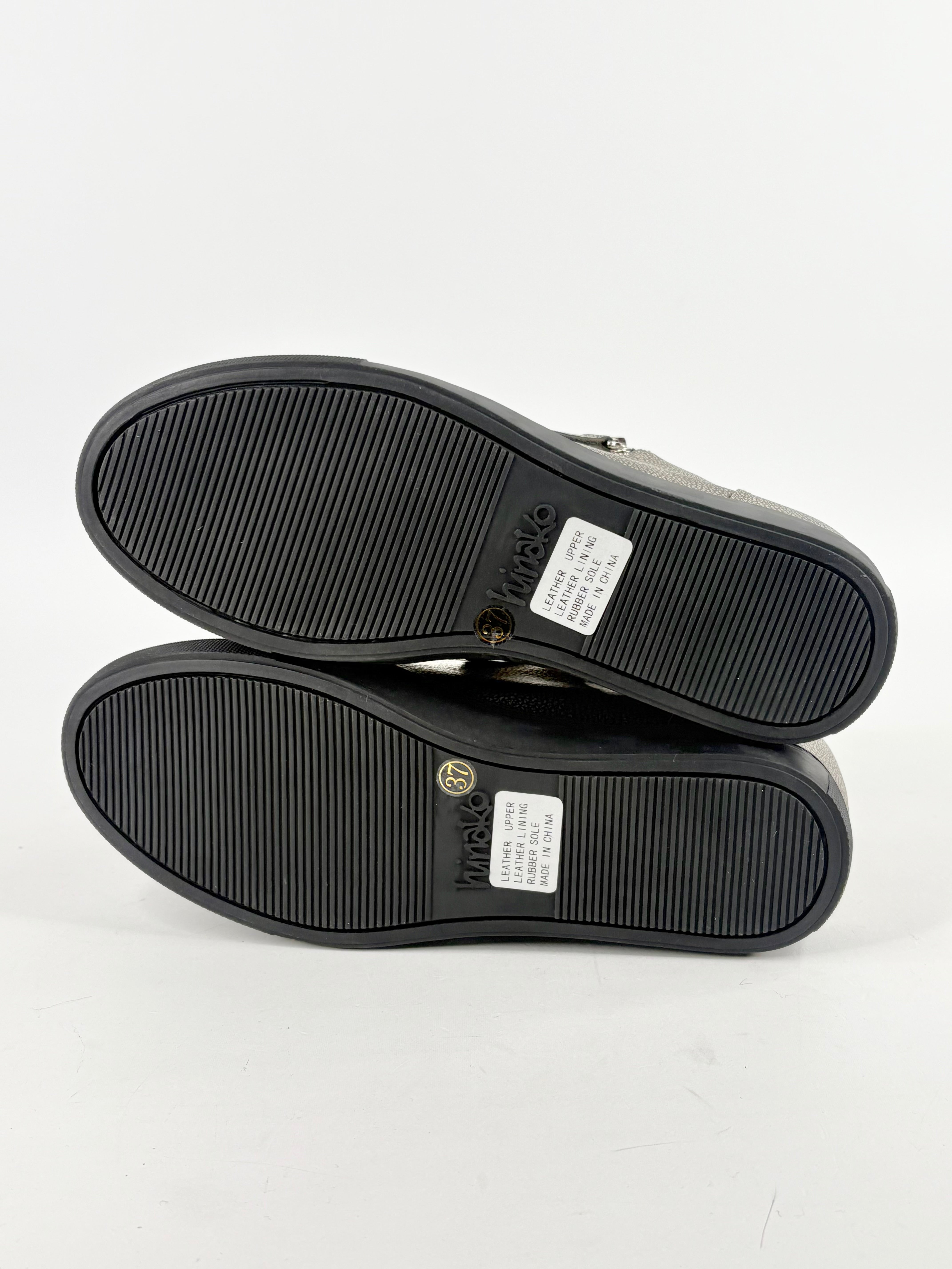 Hinako Gold Grained Leather Zippered Boots - EU37