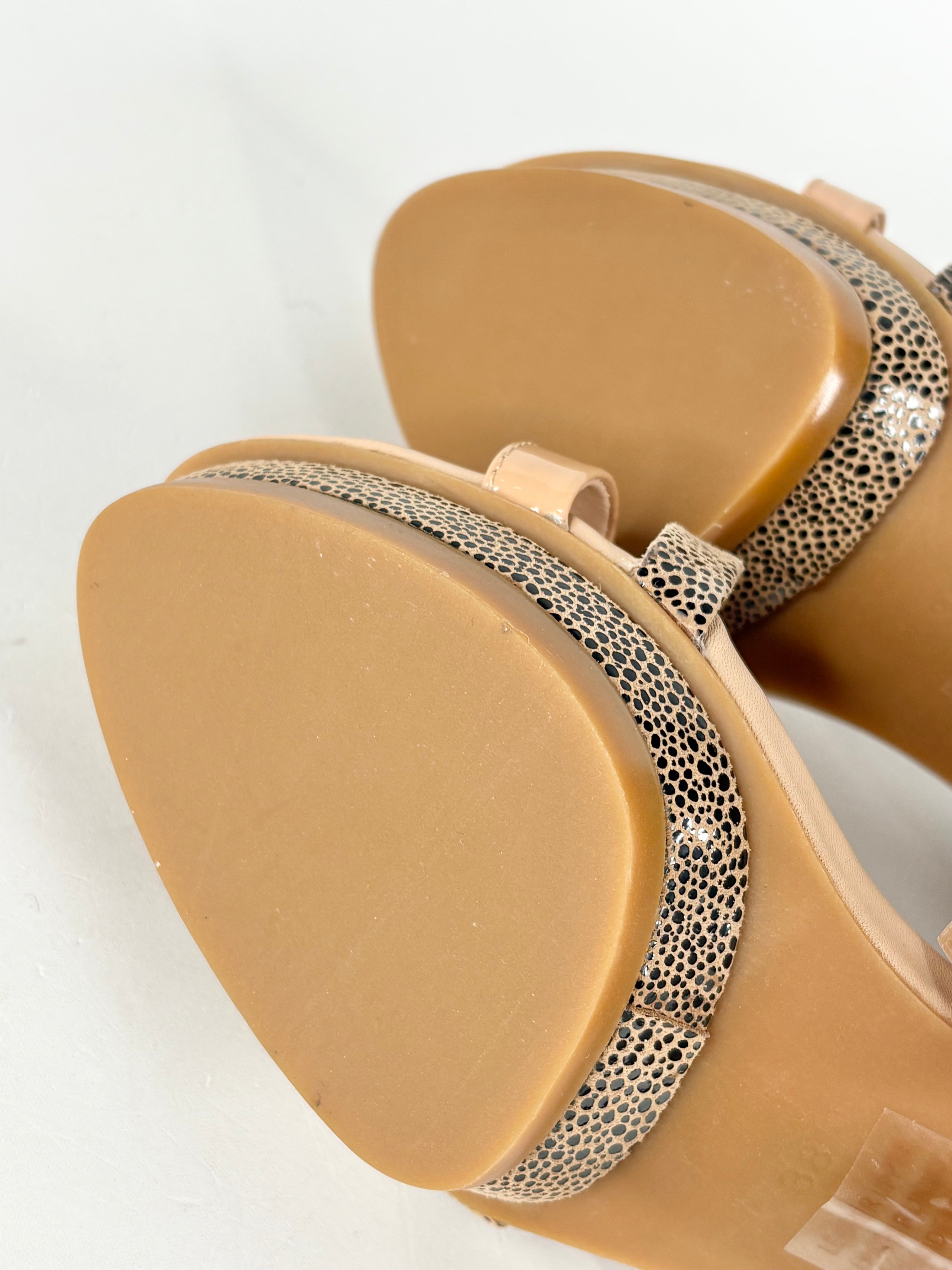 Ginger + Smart Animal-Print Leather Block Heels - EU38